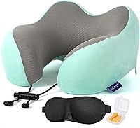 Vista 1 de Almohada de viaje, almohada cervical para dormir durante el viaje, hecha al 100 % de espuma viscoelástica pura, almohada suave, cómoda y de apoyo