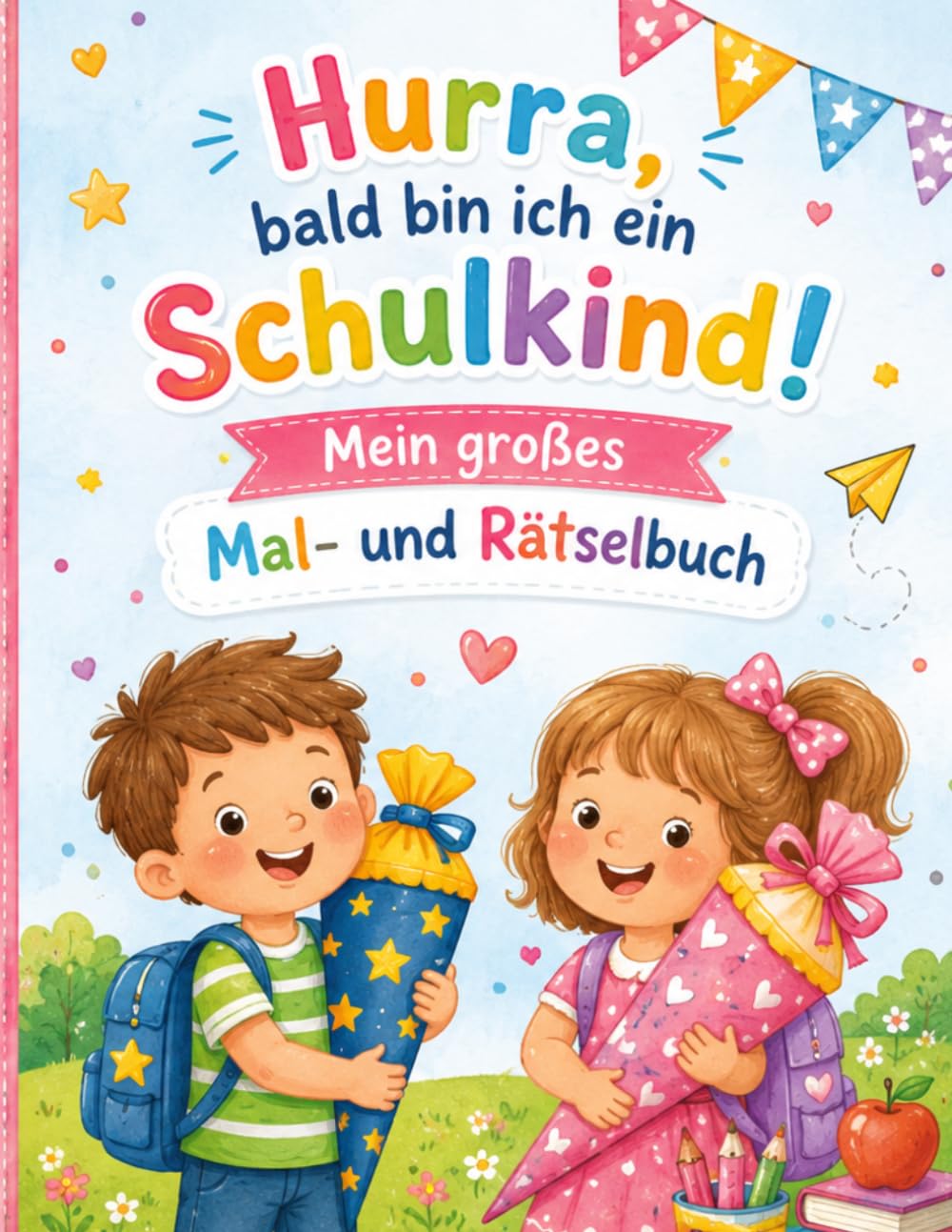 Hurra, bald bin ich ein Schulkind!: Mein großes Mal- und Rätselbuch zum Schulanfang