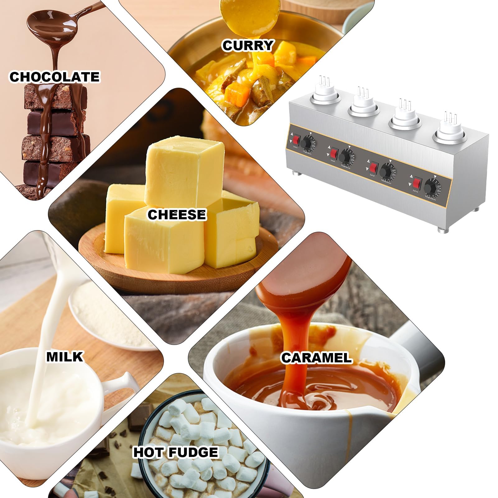 Dispensador eléctrico de alimentos para salsa de queso y chocolate, temperatura ajustable de 30 a 85 °C, ideal para uso comercial con mermelada, ketchup, dulce y caramelo