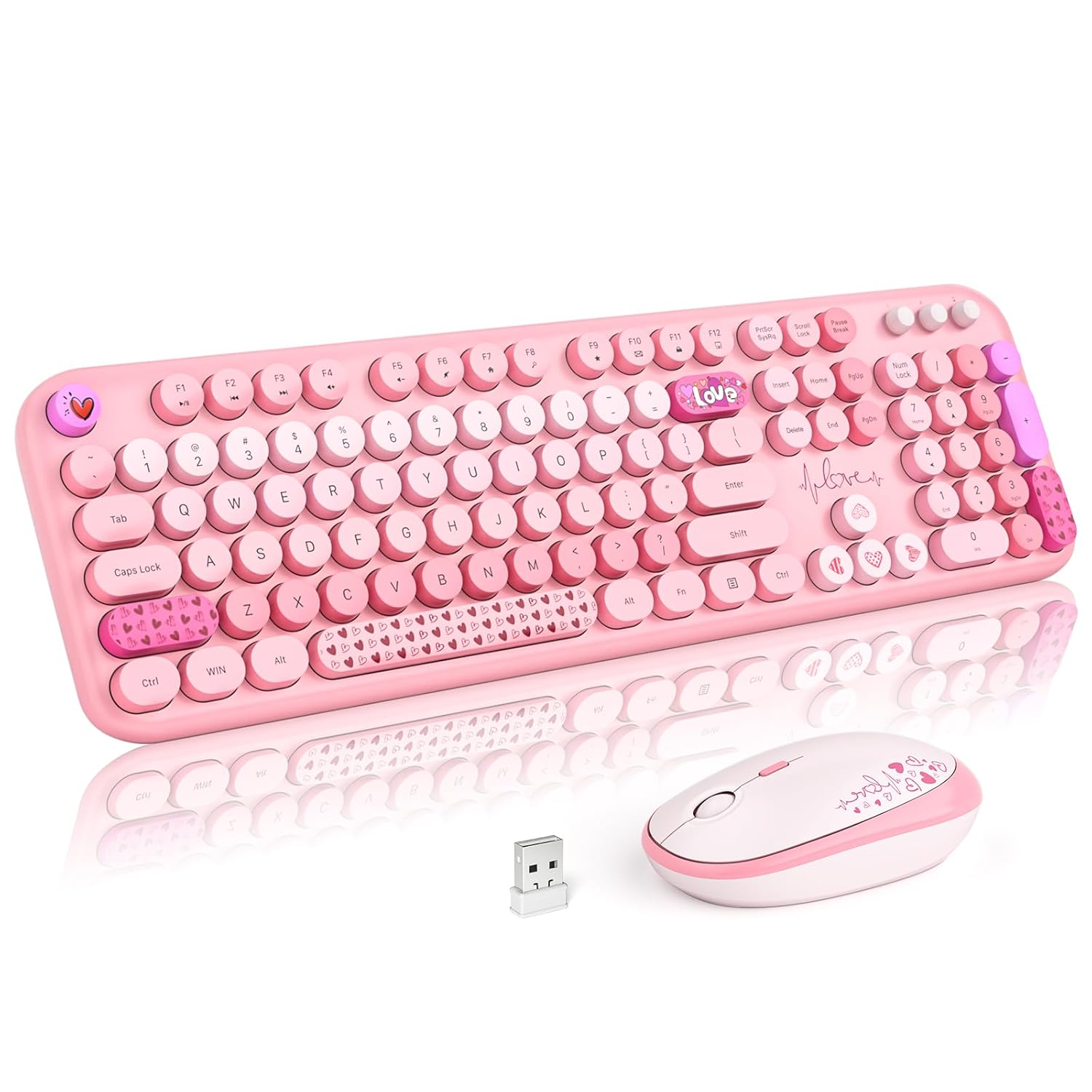 MOFII Wireless Keyboard and Mouse Combo 2 4GHz Retro Typewriter Keyboard Full Size Quiet Click Mouse for PC