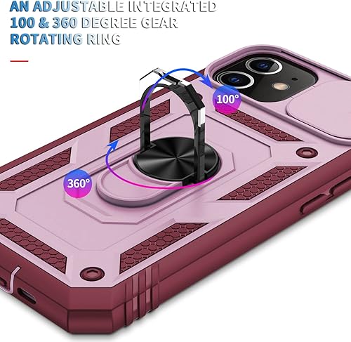 Vista 158 de Korecase Funda de protección para iPhone 12 y 12 Pro Ring Case con cubierta para lente de cámara, grado militar, resistente, de doble capa, cuerpo