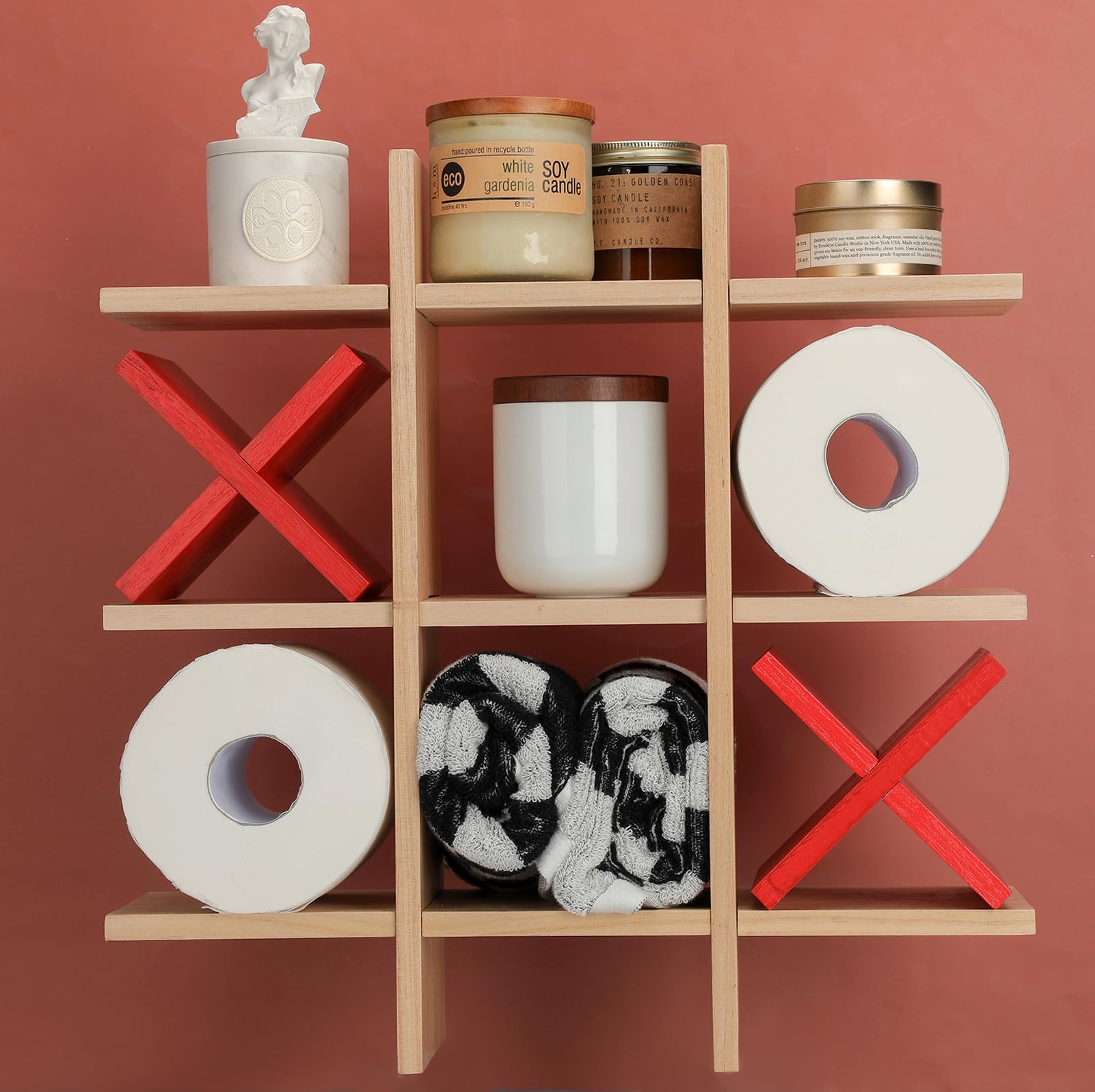 Tic Tac Toe トイレットペーパーラック 木製トイレットペーパー収納 Amazon.co.jp: Tic Tac Toeトイレットペーパーホルダースタンド 素朴な