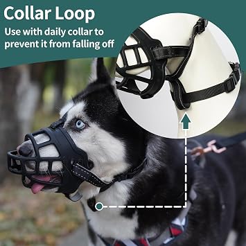 BARKLESS Dog Muzzle, Silicone Basket Muzzle for Small Medium Large Dogs, Soft Cage Mouth Cover Prevent Biting Chewing, Allow Drinking Panting, Suitable for German Shepherd