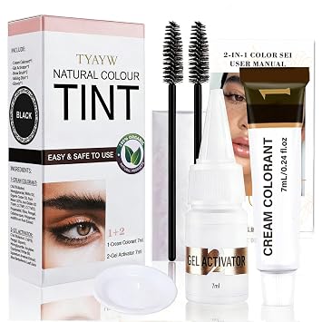 Lash Color Kit, Instant Eyebrow & Eyelash Color Set, 7ml-Black | Infused with Natural Ingredients, Effortless Brow & Lash Color for Home DIY, Safe & Easy for Beginners