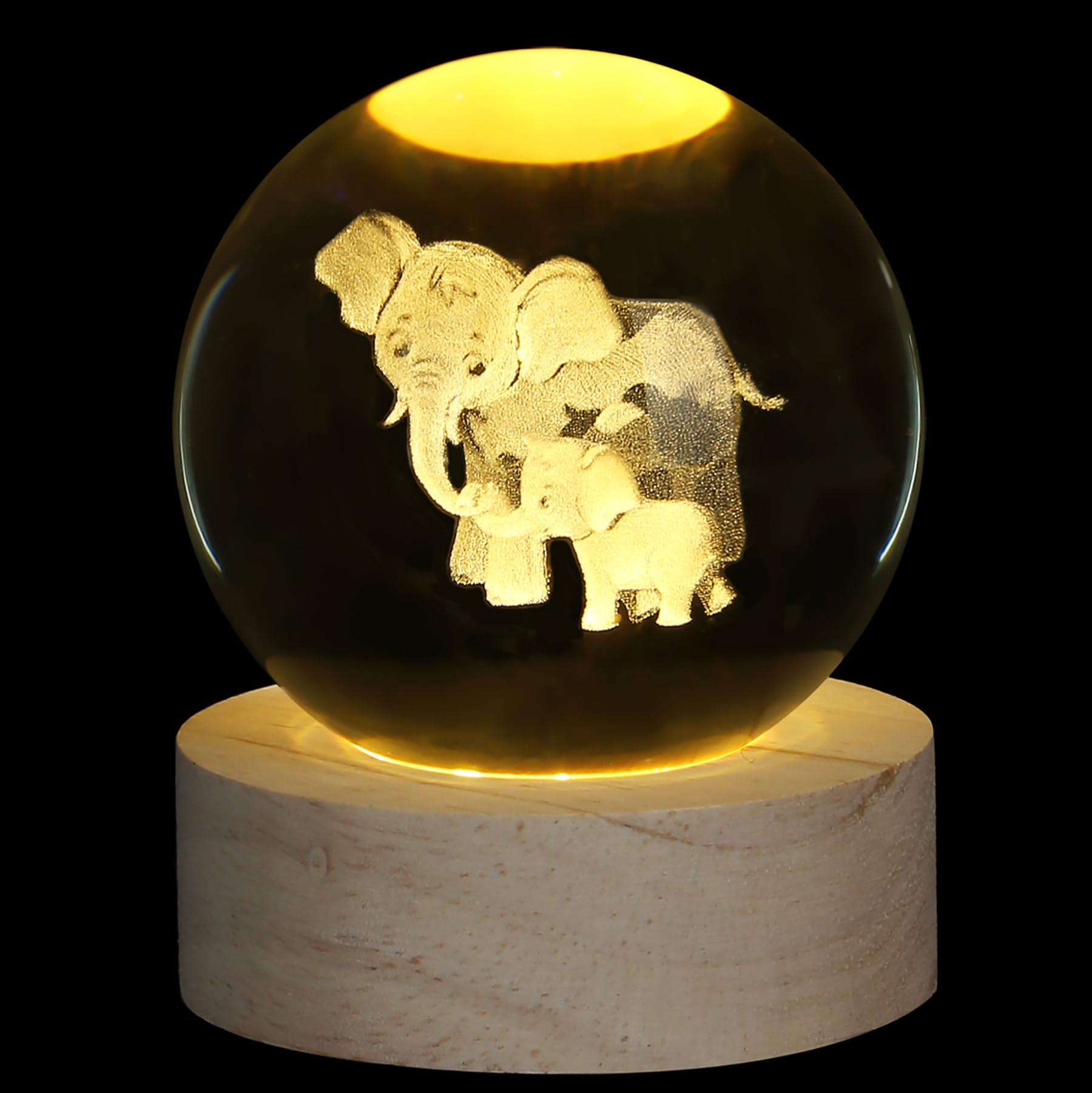 XIANNVXI 3D 60mm Elephant Gifts for Women Elephant Ornament Crystal Ball Paperweight Mum Mother and Daughter Gifts Presents Cute Paperweight Decor Decoration for Bedroom