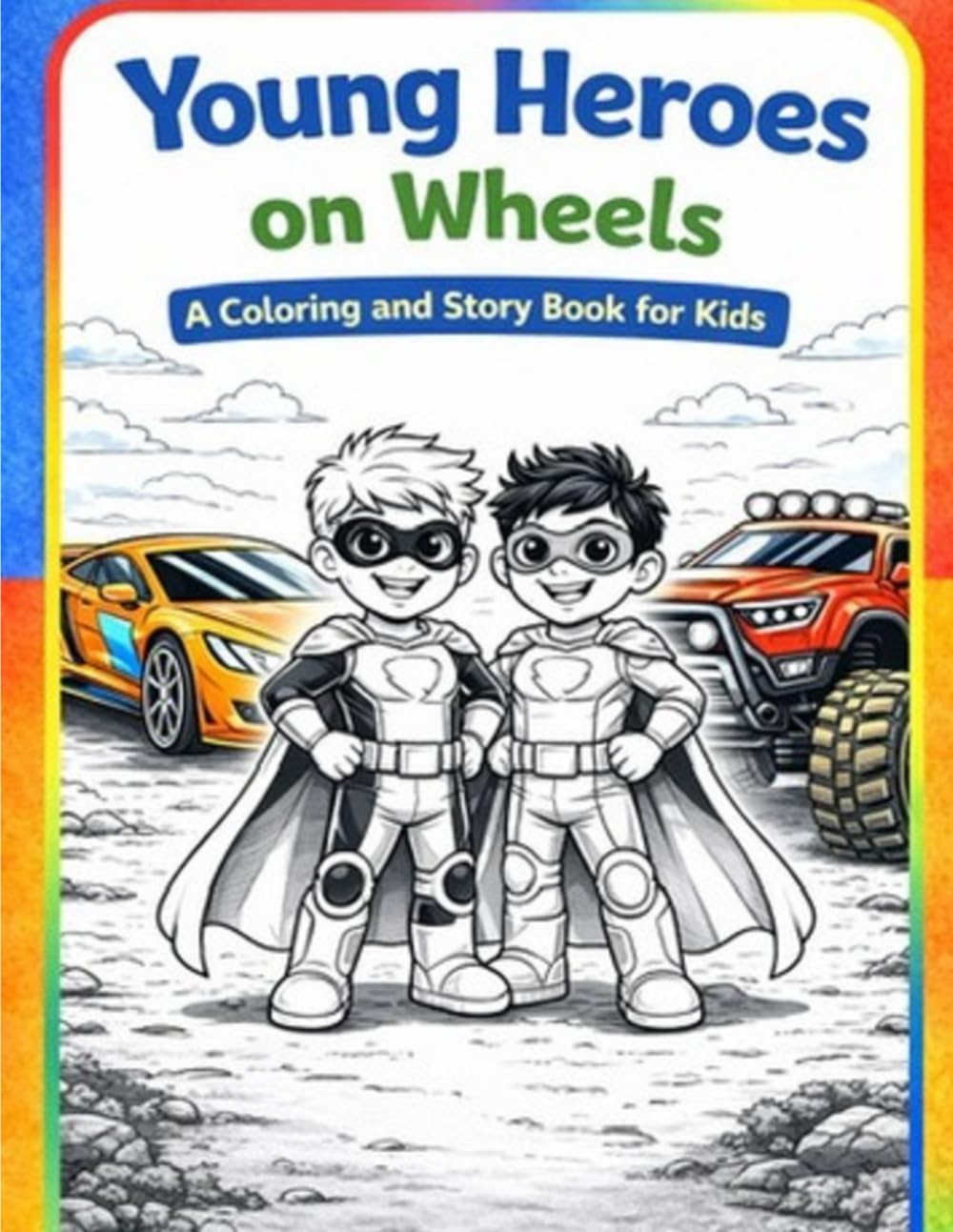 Young Heroes on Wheels: A Coloring and Story Book for Kids