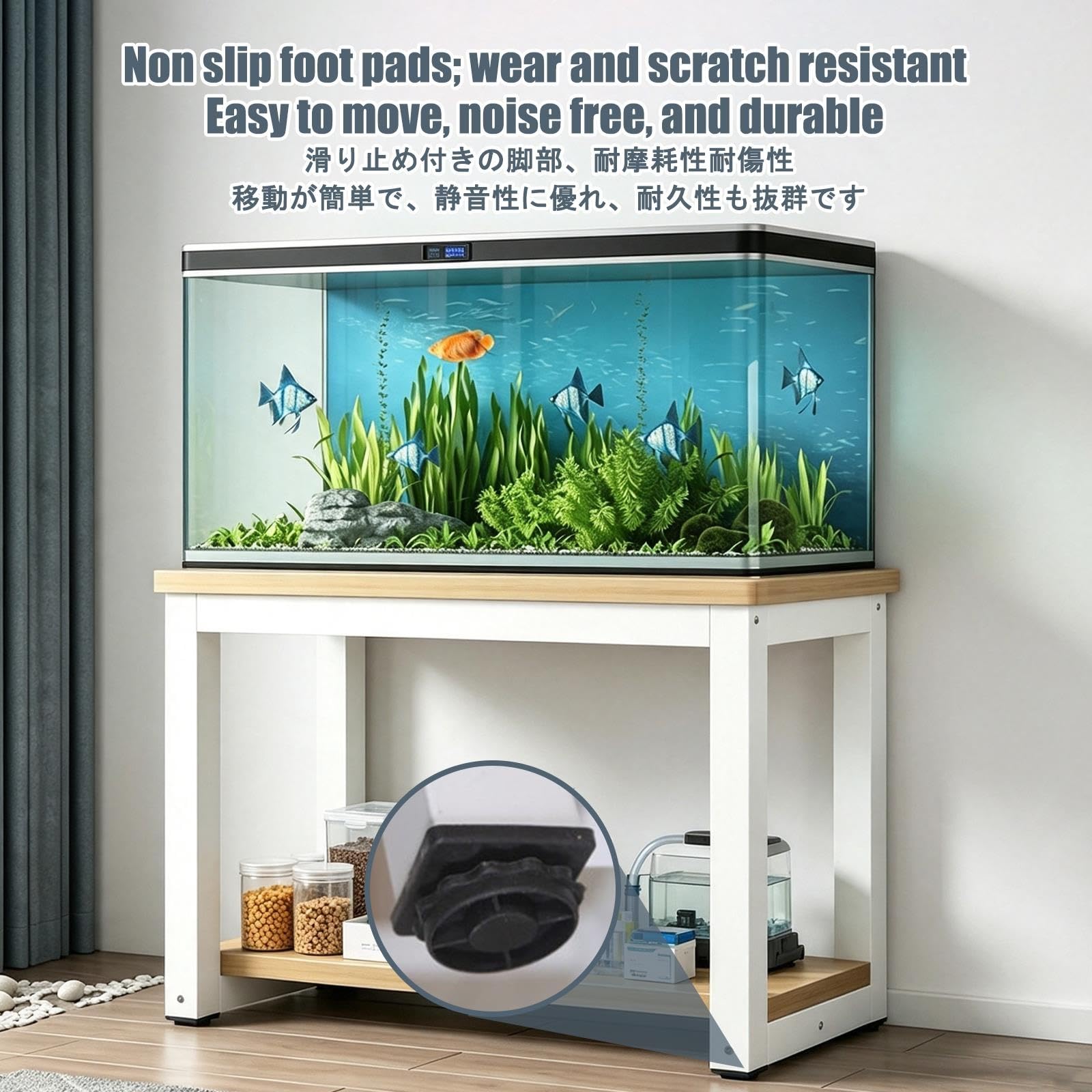 Mobile per Acquario, Tavolo per Acquario | Pannelli Spessorati, Vani a Giorno, Facile da Installare(D,90x40x70cm/35.4x15.7x27.6in)
