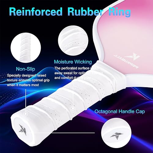 Miniatura 4 de Juego de palas de pickleball con superficie de fibra de vidrio, palas de pickleball con raquetas de bola de pepinillo para hombres y mujeres