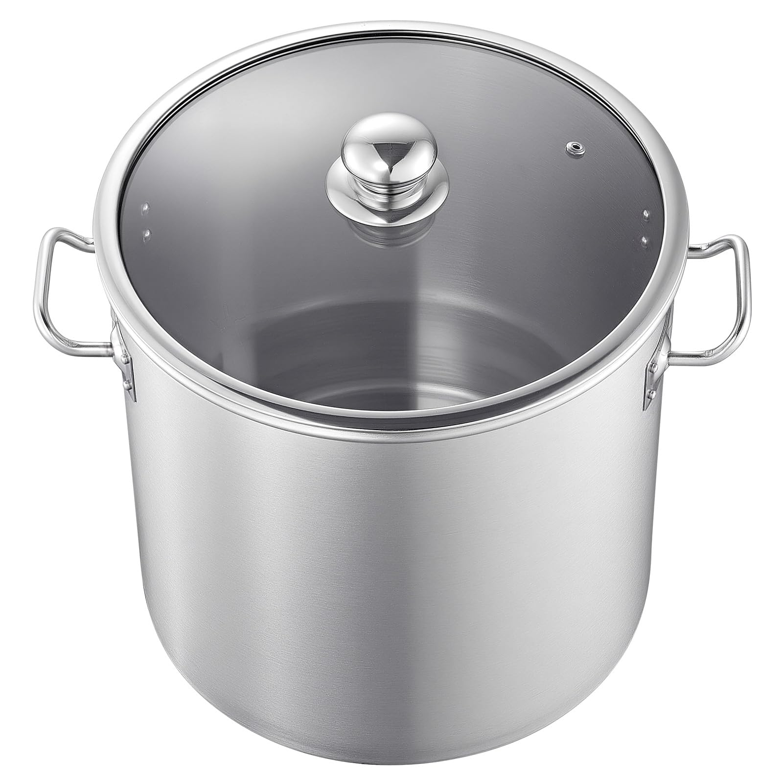 VEVOR Pentola in Acciaio Inox da 19,9 Litri, Casseruola in Acciaio Inox con Coperchio in Vetro per Cottura da Cucina Brodo, Pasta, Zuppa, Catering Ristorante Cucina Commerciale, Senza PFOA PFAS