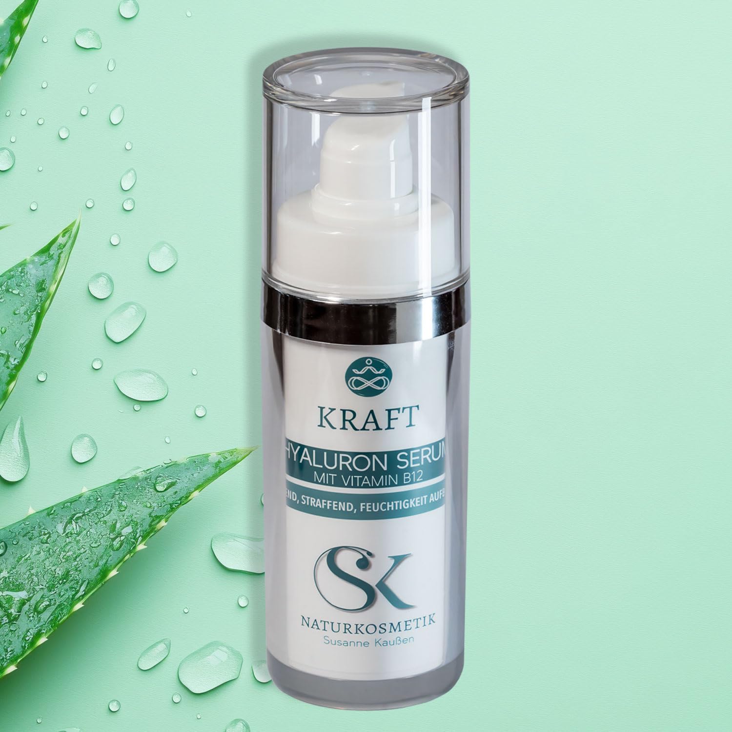KRAFT Hyaluron Serum, 3-fach Hyaluronsäure mit Vitamin B12, Aloe Vera & Vitamin E | feuchtigkeitsspendendes Gesichtsserum, Anti-Aging Pflege, bei Rosacea, Made in Germany
