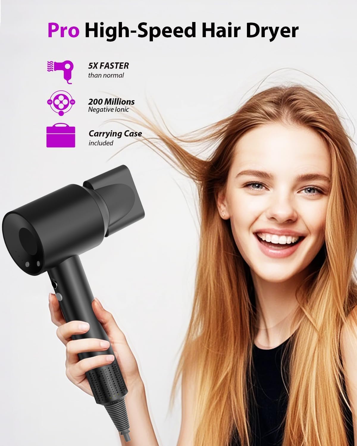 Amazon.com : Hair Dryer with Carry Case, 160000 RPM Professional