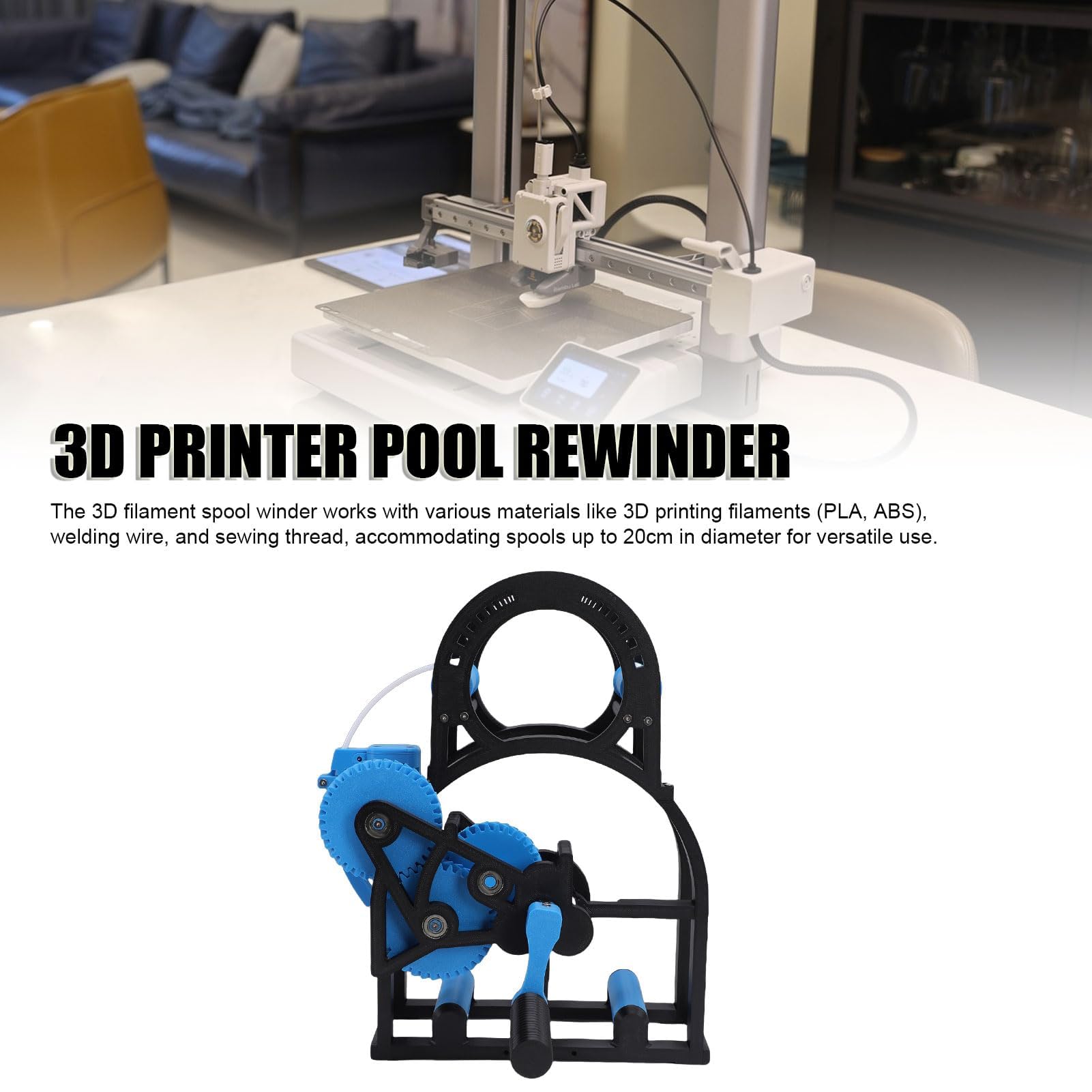 Rebobinador de bobina de doble potencia, envuelve perfectamente filamentos de impresión 3D de 1 kg sin enredos, para PLA/PETG/TPU/ABS