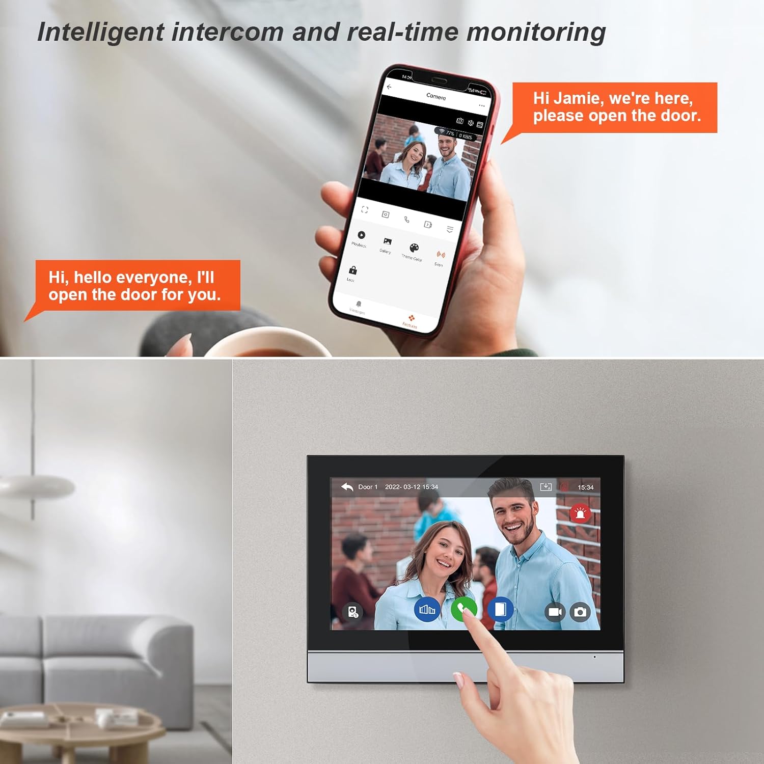 WiFi Wired Video Doorbell System (Wiring Required), 10 Inch High-Definition Monitor +Ring Camera, Support Two-Way Intercom Tuya APP Remote Control & 1080P IR Night Vision for Villa Home Apartment