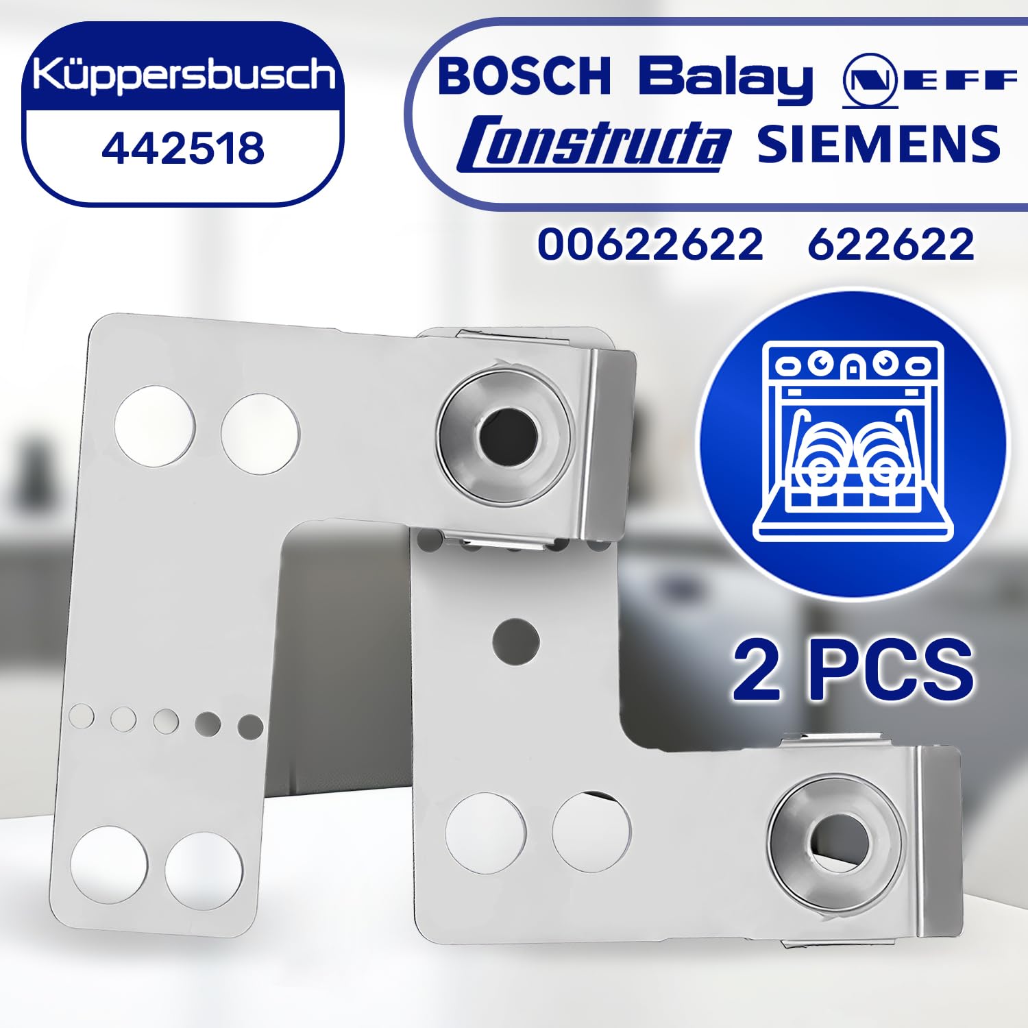 2 Piezas Soportes para Lavavajillas Izquierdo y Derecho con Código Original 622622 00622622 para Bosch para Balay para Siemens para Constructa para Neff - MONTERAL