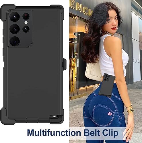 Miniatura 6 de Funda para Samsung Galaxy S22 Ultra con funda de clip para cinturón, 2 protectores de pantalla, protección de grado militar resistente, cuerpo