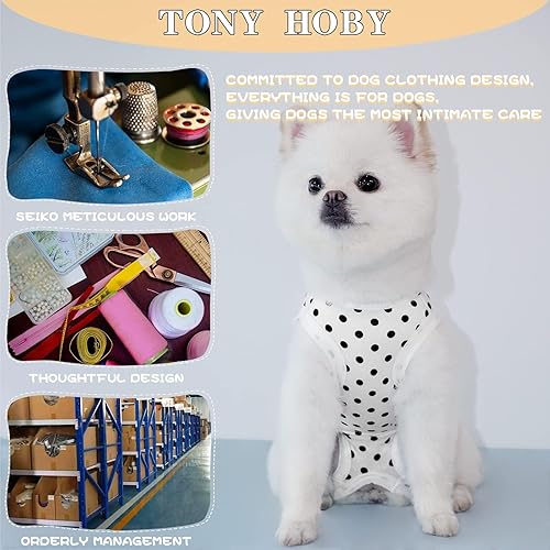 Miniatura 4 de TONY HOBY Pijamas de Verano para Perro, Sin Mangas para Perro, Mono Suave y Transpirable para Perro con Lunares (Negro, M)