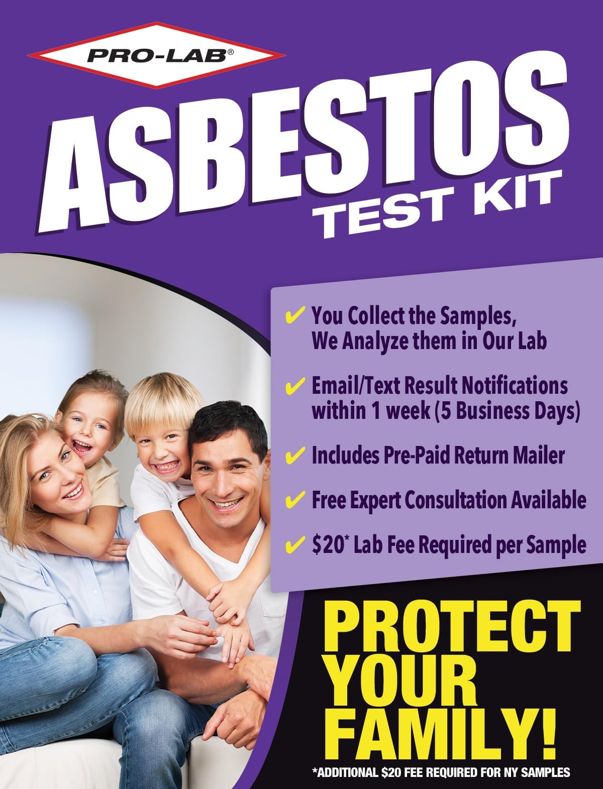 Asbestos Test Kit - (2 Samples) Emailed Results Within 3 to 5 Business Days - Includes Return Mailer and Expert Consultation. Required Lab Fee for NVLAP Analysis