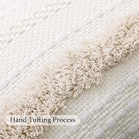 Vista 2 de Fundas de almohada decorativas bohemias, de algodón, tejidas a mano, con borlas, acento neutro para dormitorio, decoración de granja, sofá