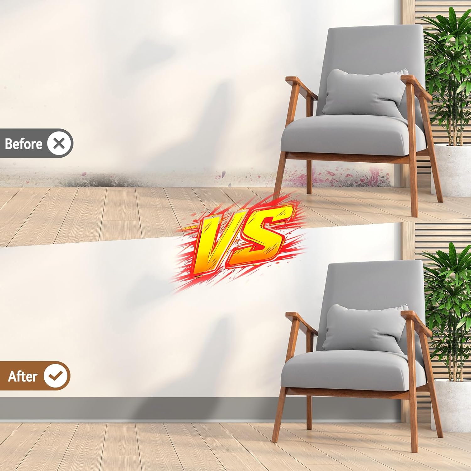 INMOZATA Vinyl Baseboard Molding Trim Peel and Stick, 4" x 60Ft Flexible Strong Self Adhesive Wall Base Floor Decoration Molding Trim for Kitchen Garage Home Office (Gray)