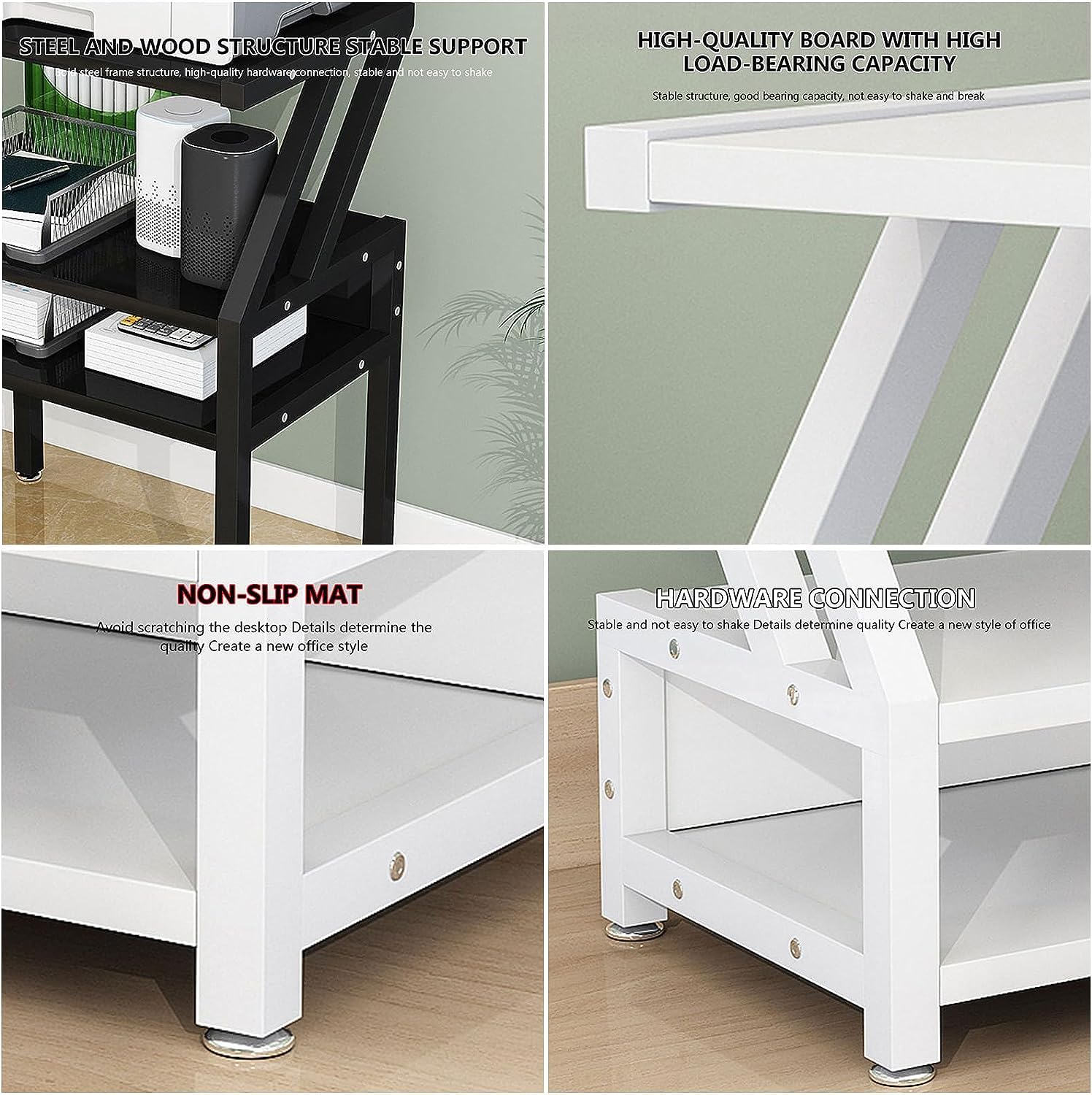 Supporto Stampante Supporto Per Stampante Desktop A 2 Livelli Scaffale Per Per Rack Di Finitura Ideale Per Piccoli Spazi Portadocumenti(Black,55x35x41cm)