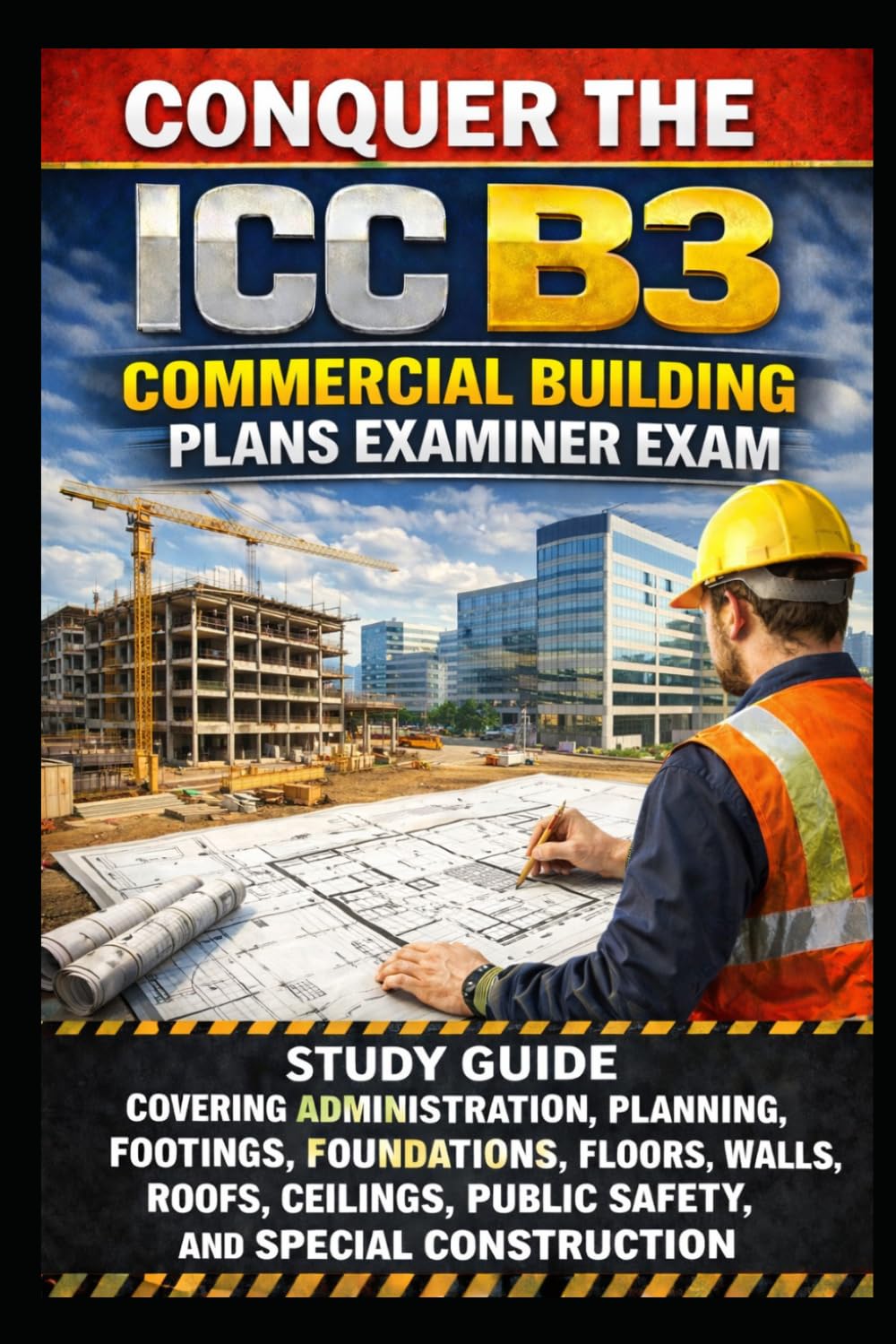 Conquer the ICC B3 Commercial Building Plans Examiner Exam: Study Guide Covering Administration, Planning, Footings, Foundations, Floors, Walls, ... Special Construction (Skilled Trades Exams)