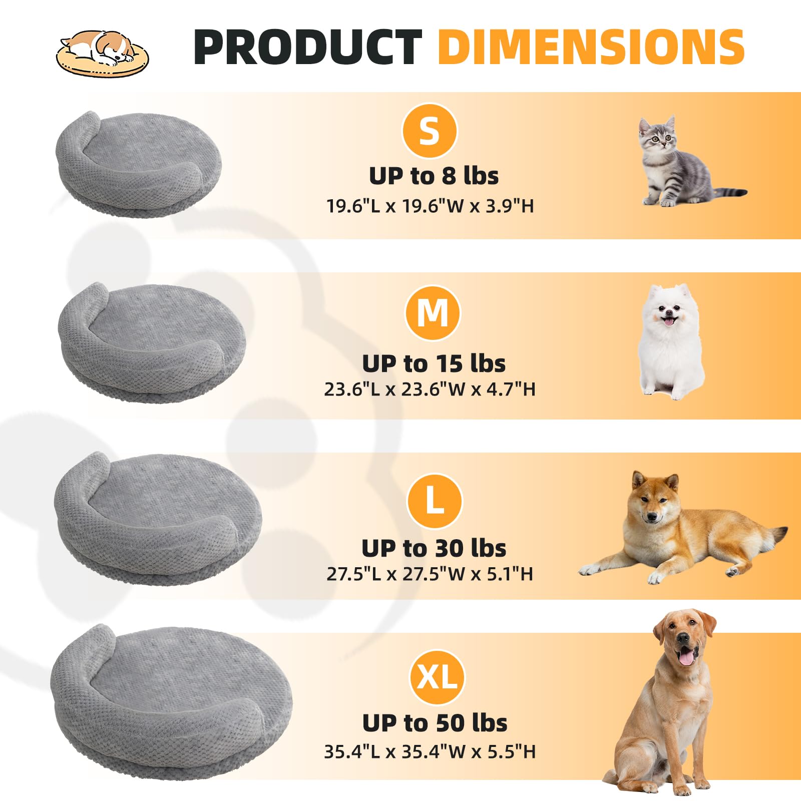 Cama ortopédica para perros pequeños, sofá cama lavable para mascotas, cama de espuma de apoyo para mascotas con parte inferior antideslizante, 23.6 x 4.7 x 1.5 pulgadas, gris plateado