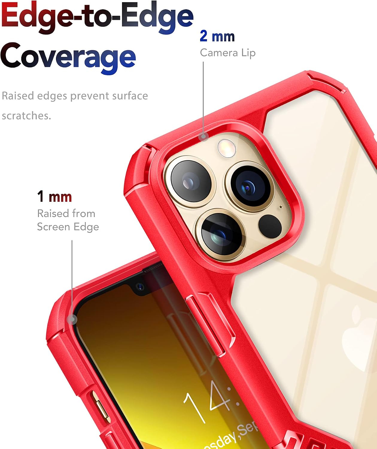 MOBOSI Compatible with iPhone 13 Pro Max Case 2021, Vanguard Armor Protective Phone Case Cover, Military Grade Heavy Duty Shockproof Slim Clear Case 6.7 Inch (Red)