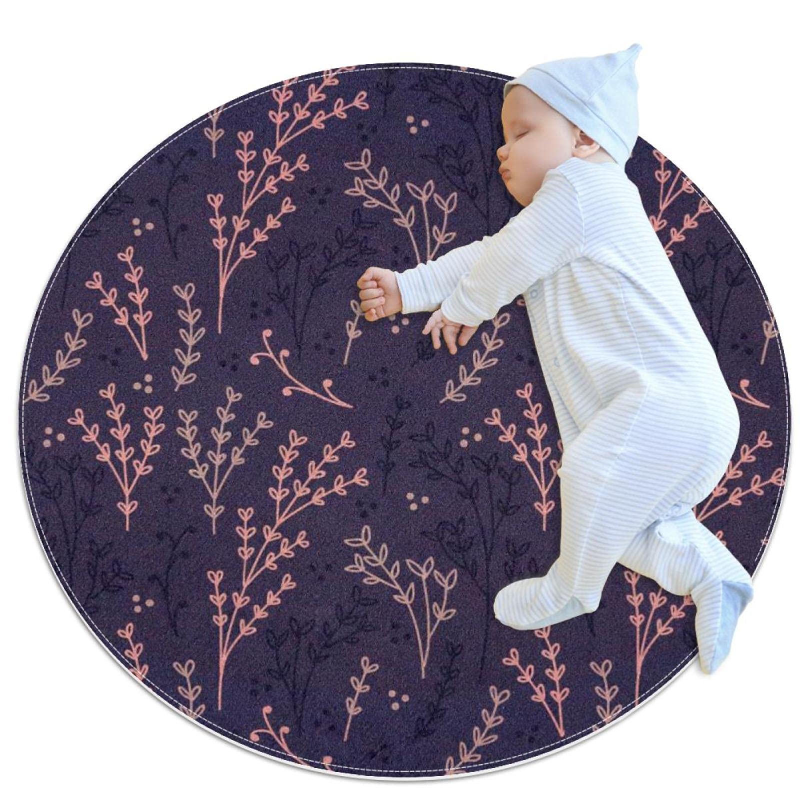 Tapis de salle de bain violet rond anti-glisse confort salon