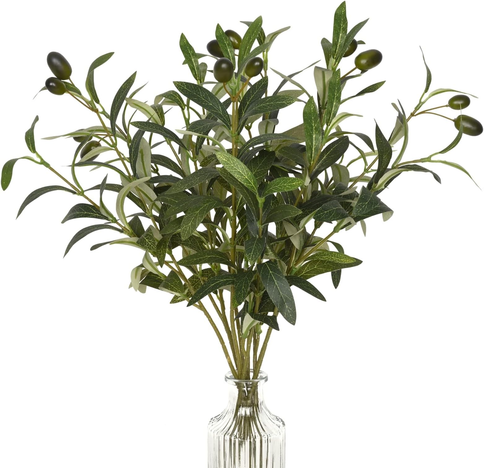 Faux Olive Branches for Vases, Olive Tree Branches with Lifelike Olives, Artificial Greenery Stems Decor, for Indoor Outside DIY-Wreath Decor, for Centerpieces Floral Arrangements Vases (3Pcs, 48 cm)