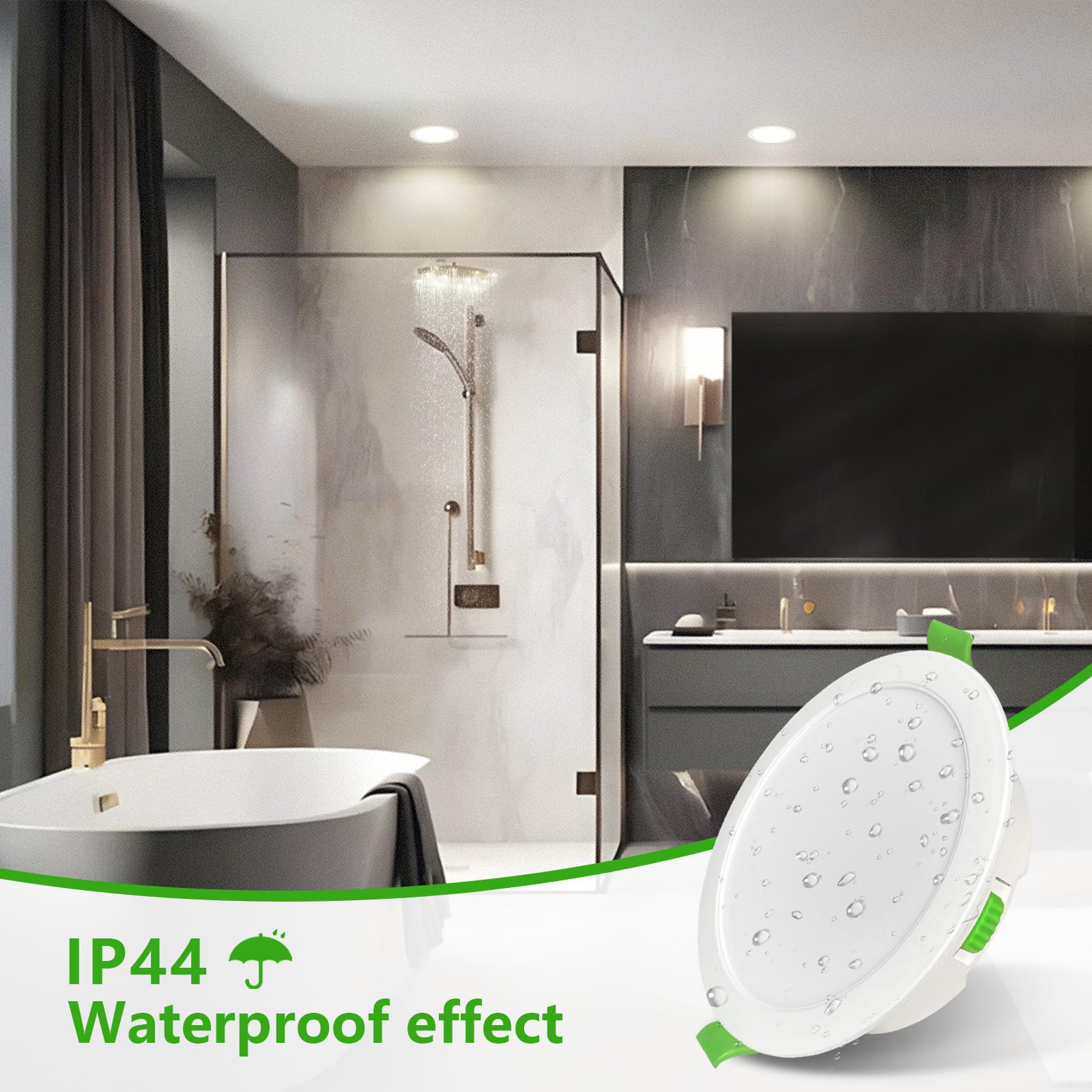 IP44 Downlight LED Techo Empotrable 7W Regulables 3000K/4000K/6000K con Brillo de 5%-100%, Focos LED Baño AC220-240V, Orificio 95-100mm Pack 5