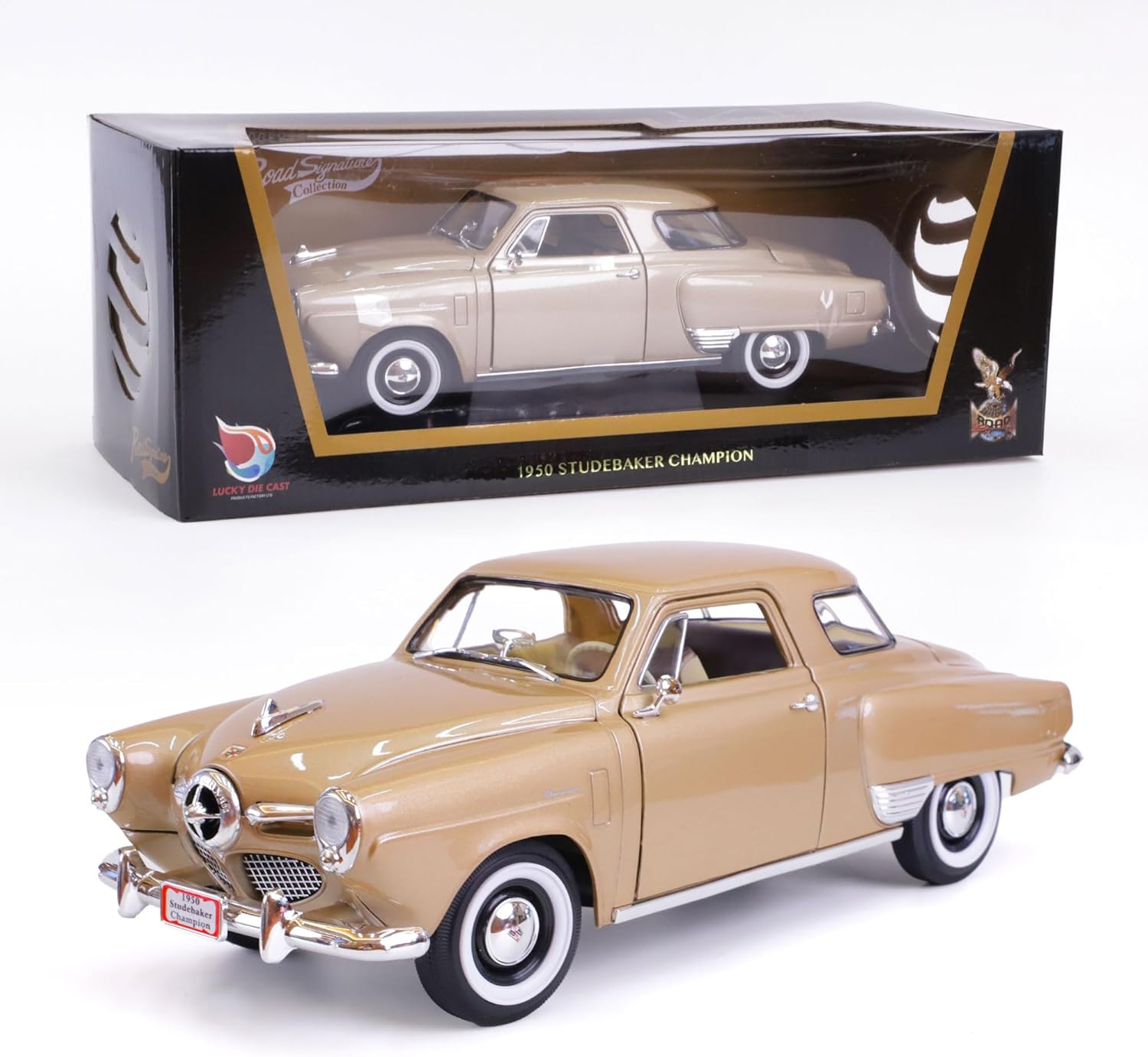 Studebaker Champion 1950 – Modelo de metal fundido a presión a escala 118, autos clásicos de aleación vintage con vitrina, con puertas abiertas, el