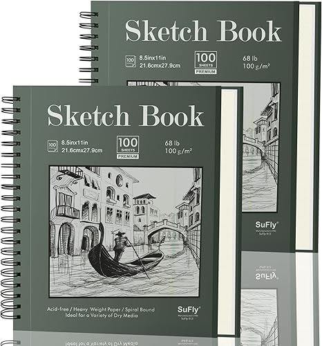 Miniatura 9 de SuFly - Bloc de bocetos para dibujo, 200 hojas, 2 unidades de 9.0 x 12.0in, sin ácidos, papel de dibujo en espiral para lápiz de grafito, lápiz de