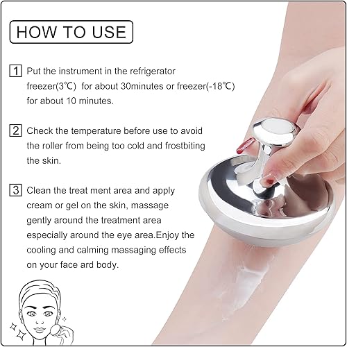 Miniatura 5 de AOLDHYY - Rodillo de hielo para cara y ojos, rodillo facial para hinchazón y ojos hinchados, ojeras, bola de hielo para aliviar el dolor, migraña,