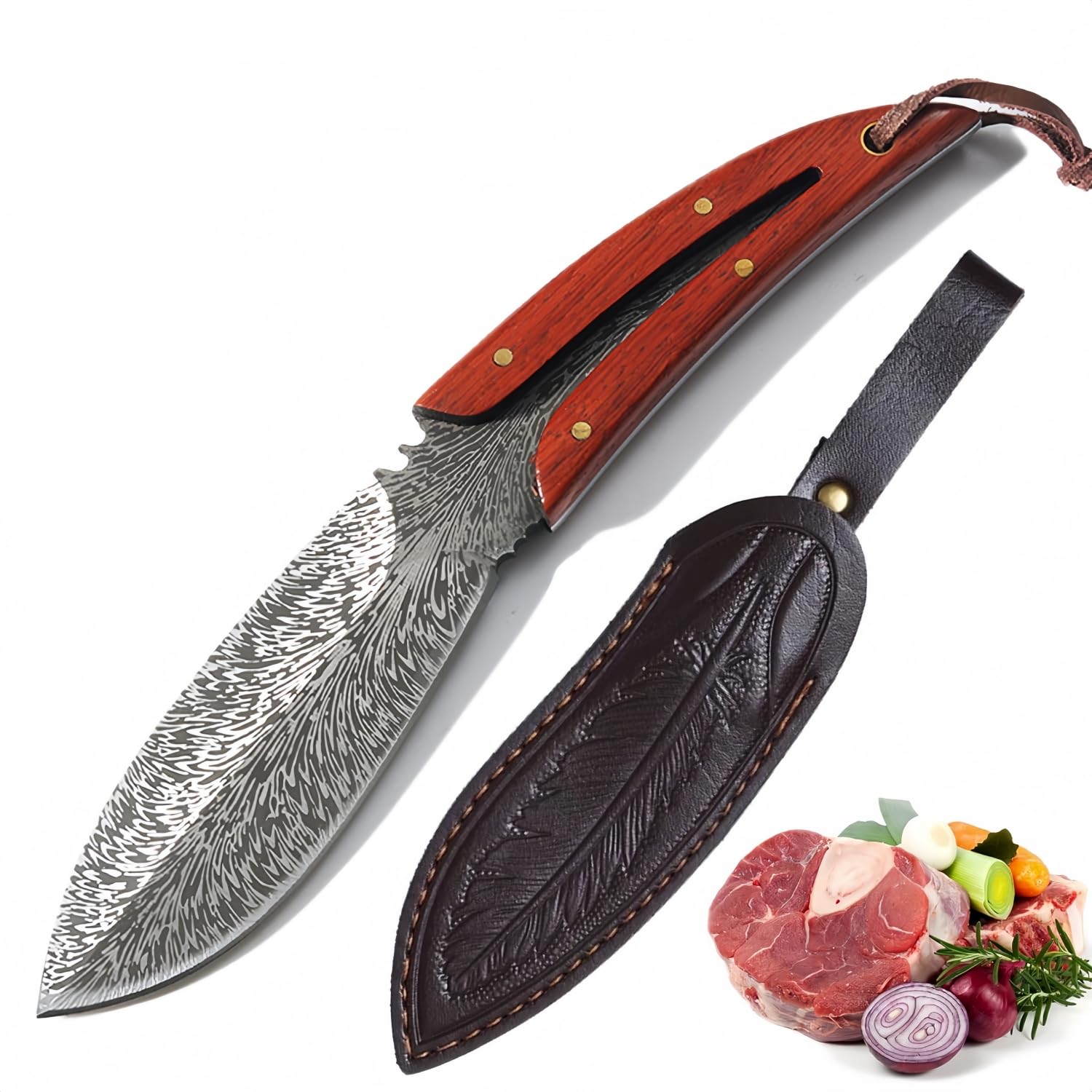 Japanese Steel Kitchen Knives,High Carbon Steel Professional Chef's Knife Non-Slip Cooking Knives with Sheath Kitchen Collection Gift