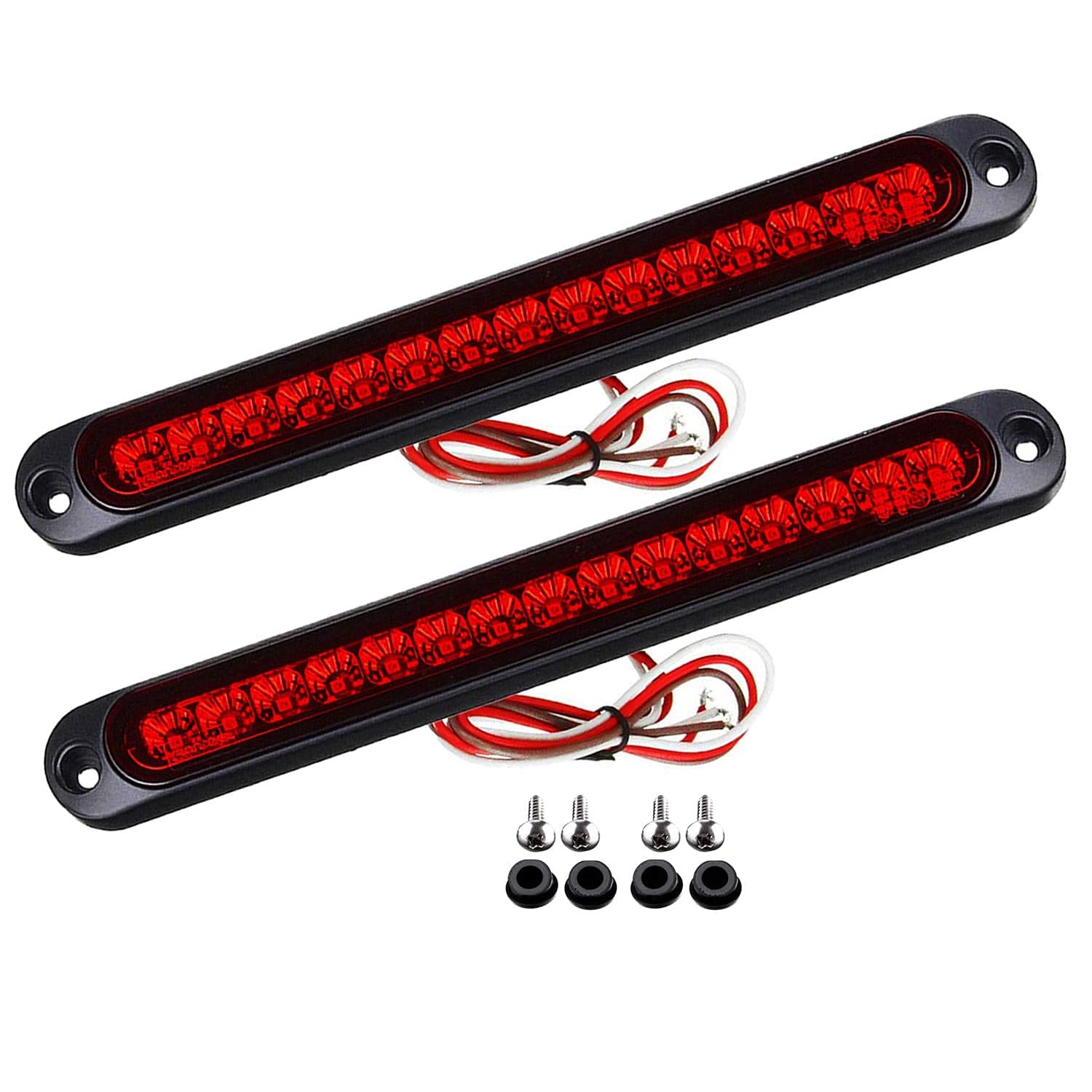 Lanko 2PZ 10 Pollici 15 LED Luce per Rimorchio LED Stop Turn Posteriore Terza Barra del Freno Striscia per Camion per Barche Pesanti Rosso
