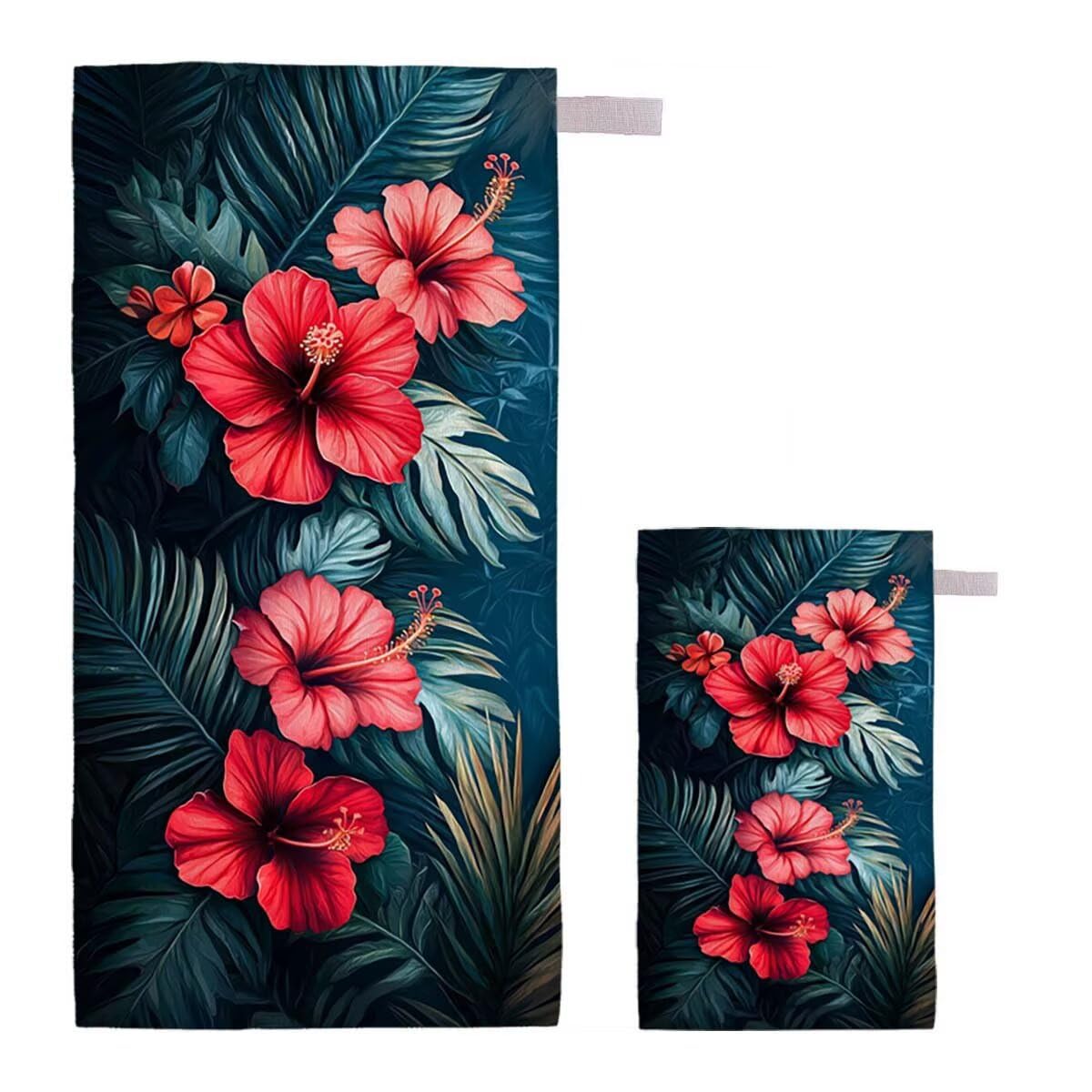 Toalla de Playa Grande 220x100cm/35x70cm, Juego de 2 Toalla Microfibra XXL de Antiarena, Toallas Playa Suave Ligera, Absorbente Secado Rápido, Beach Towel Viaje Yoga, Regalo Mujer Hombre (Flor) J-73