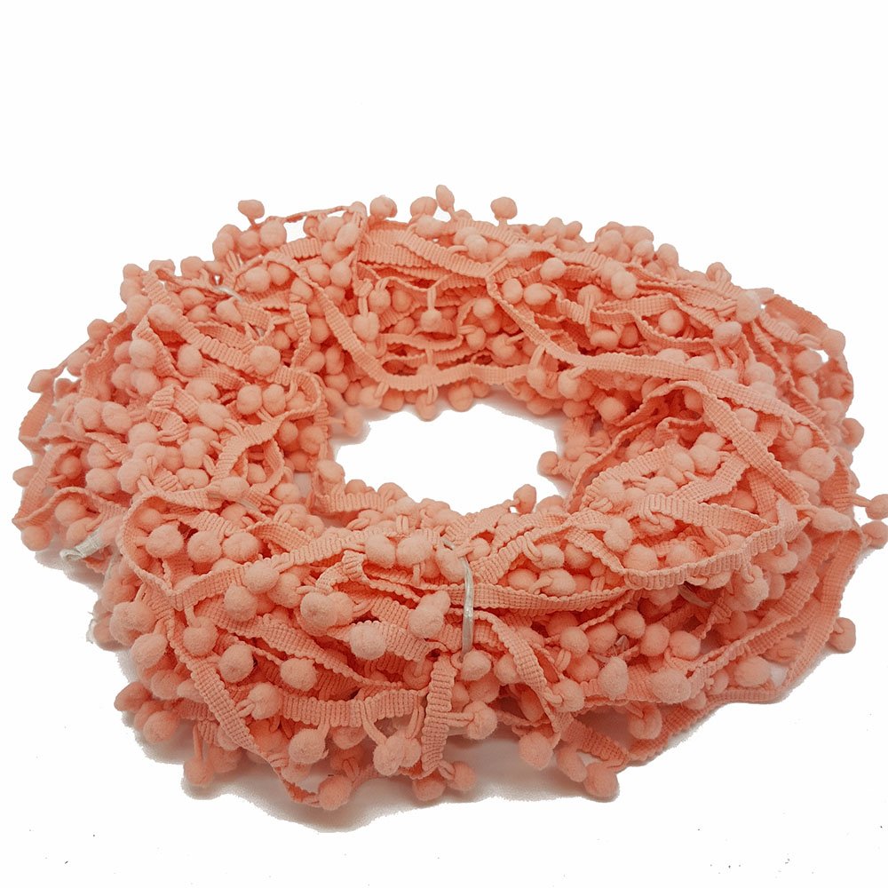 Pom Pom Trim Trimming Sewing Craft Per Metre 10mm Bobble Fringe Pompom Quality by Accessories Attic (Peach)