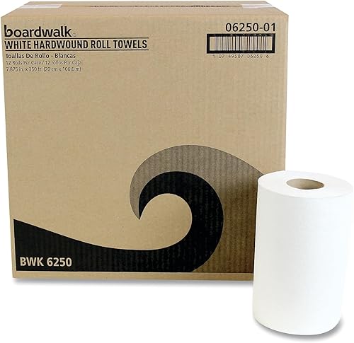 Miniatura 2 de Boardwalk BWK6250 - Toallas de papel de 1 capa no perforadas, 350 pies, color blanco (12 rolloscaja)