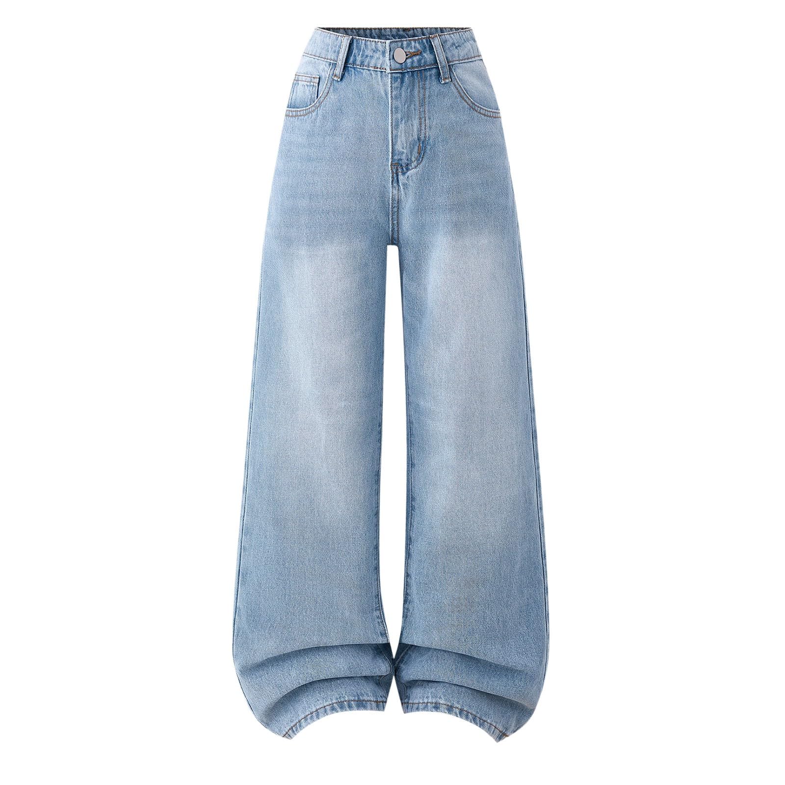 Jeans Baggy-Pantaloni Larghi in Denim per Ragazze, Comodi Pantaloni Casual in Tessuto Morbido Ed Elasticizzato per Il Gioco Quotidiano