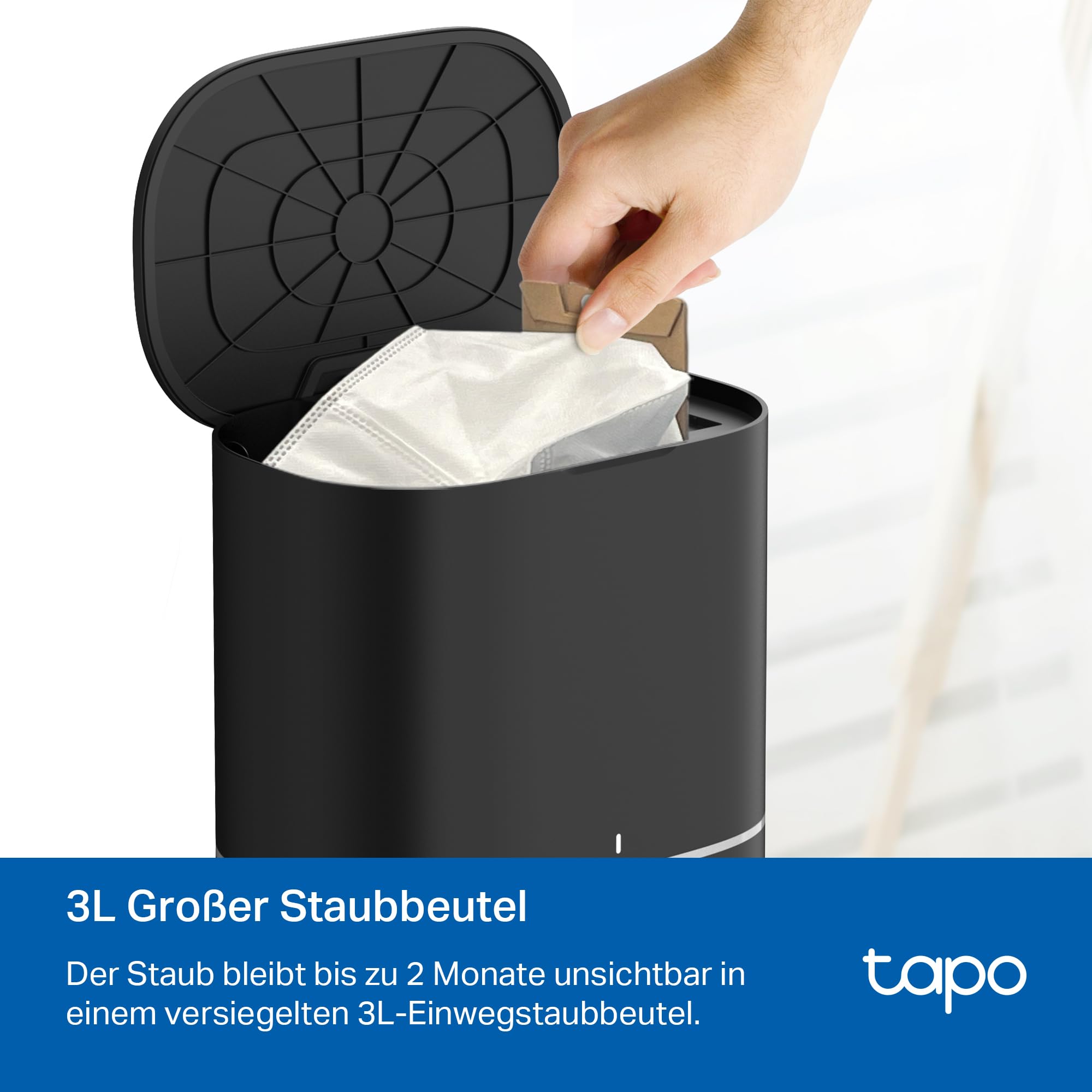 Tapo RV20 Max Plus Saugroboter mit Wischfunktion und automatischer Absaugstation, 5300Pa Ultra-Starke Saugkraft, 83 mm Ultra-schlank, kompatibel mit Alexa & Google Assistant Sprachsteuerung, App