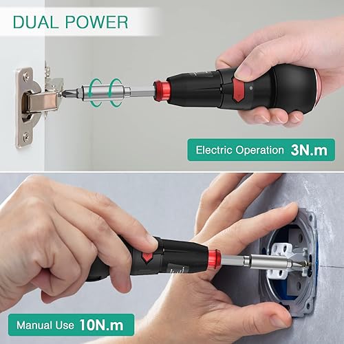 Miniatura 5 de ORIA Destornillador inalámbrico, mini destornillador eléctrico, juego de destornilladores inalámbricos recargables con 13 puntas, puerto de carga