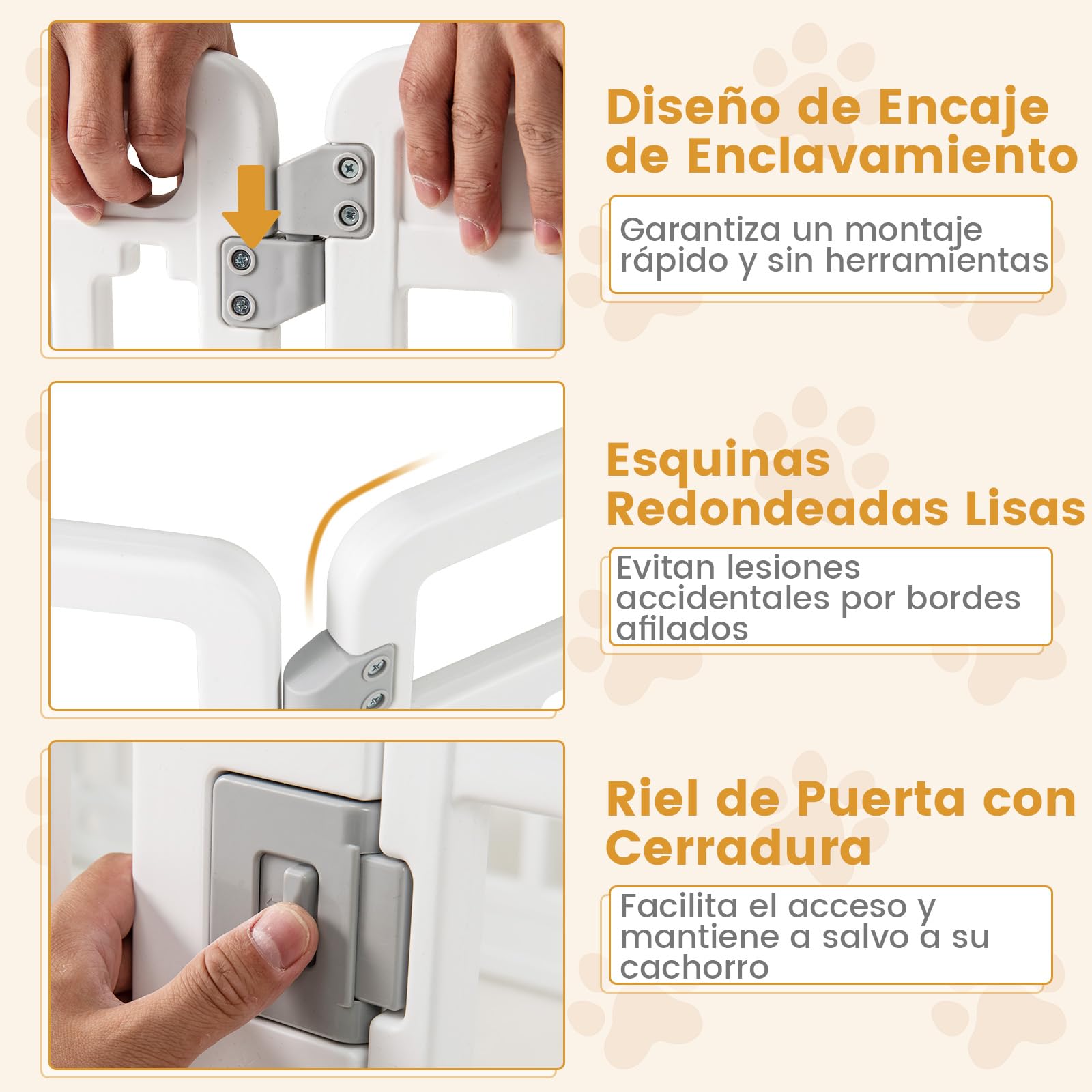 GYMAX Parque para Perros Plegable, Corral para Mascotas de 8 Paneles, con Puerta Bloqueable, para Perros Pequeños y Medianos, Jaula de Ejercicio, Uso Interior y Exterior, Blanco
