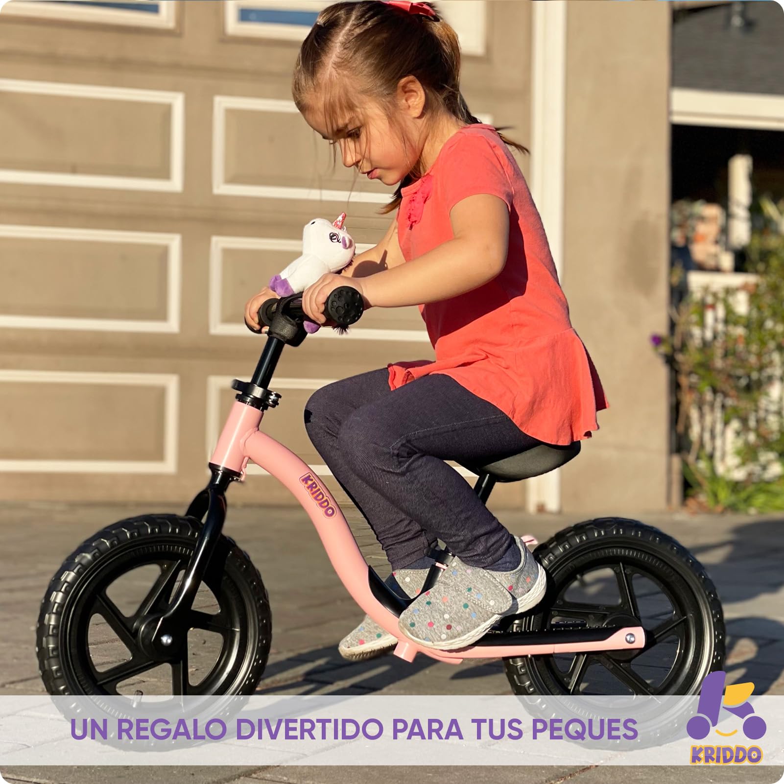 KRIDDO Bicicletas sin Pedales para Niños de 2 Años, Edades de 18 Meses a 4 Años, Bicicleta de Aprendizaje con Estabilidad y Reposapiés, Regalo para Niños de 2 a 5 Años | 2 años