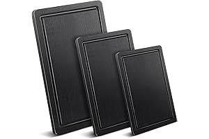3 Piece Black Cutting Boards: Premium Wood, Remarkable Kitchen Essential for Charcuterie and More