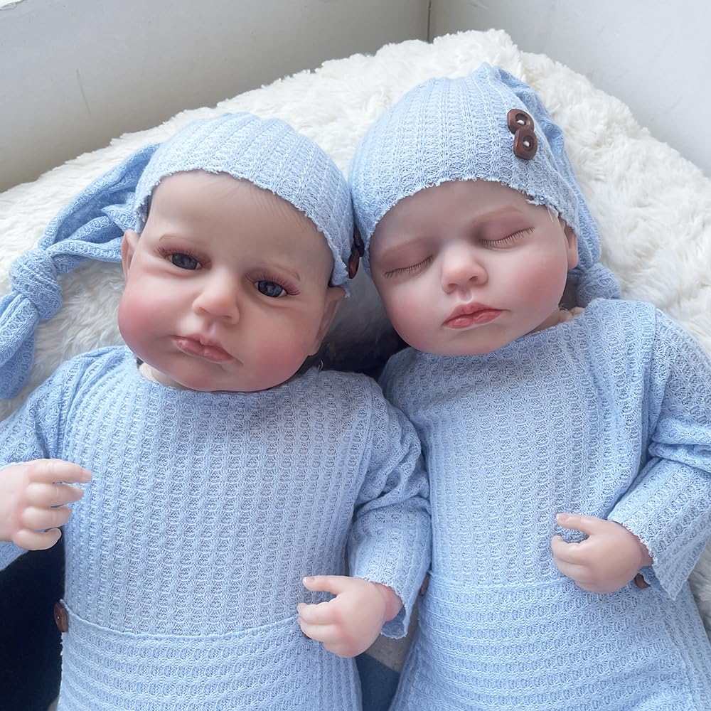 Lonian 50 cm Neonato Real Soft Touch da Collezione Art Reborn Doll con Bambola per Capelli Disegnata a Mano (Gemelli)