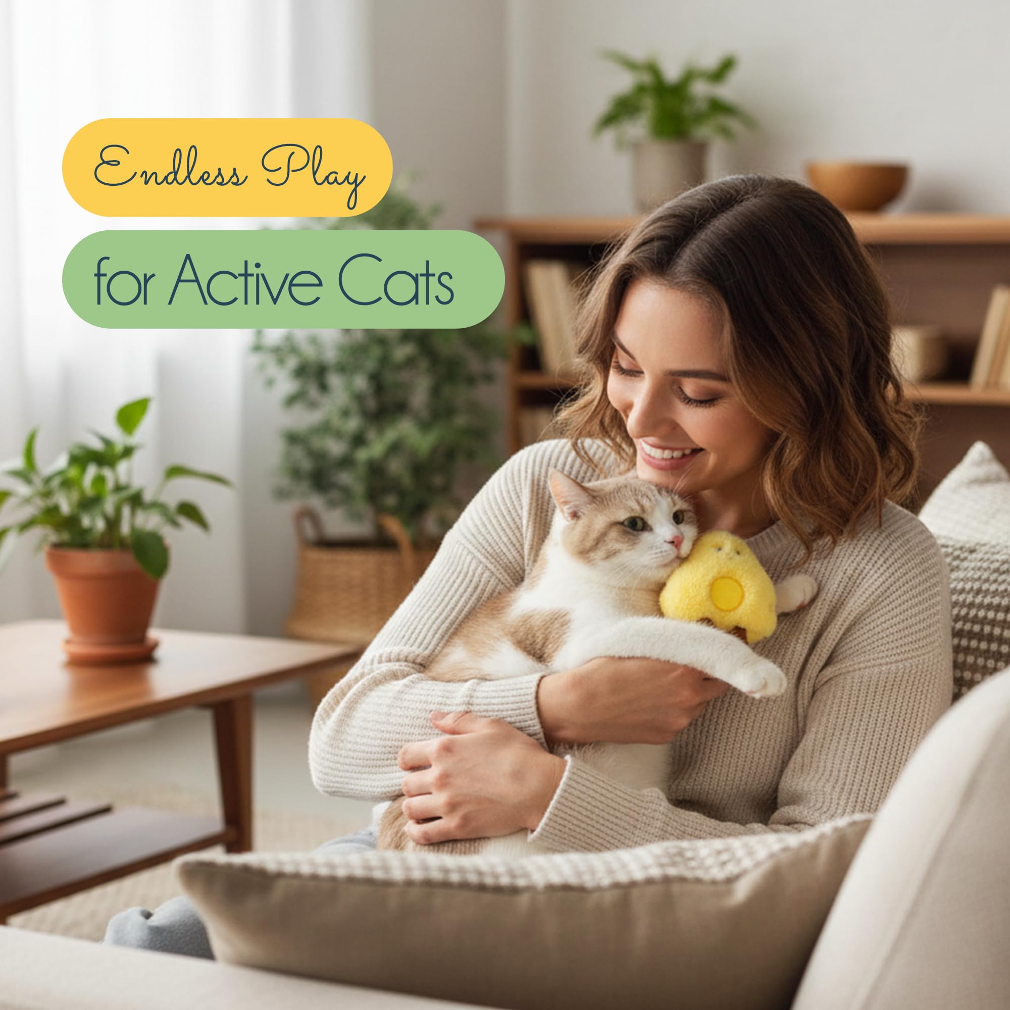Oh My Cat! Juego de juguetes para gatos, 3 juguetes interactivos para gatos, bola de movimiento automático con luces, juguete de hierba gatera de felpa y regalo de pata de menta para gatos, regalos