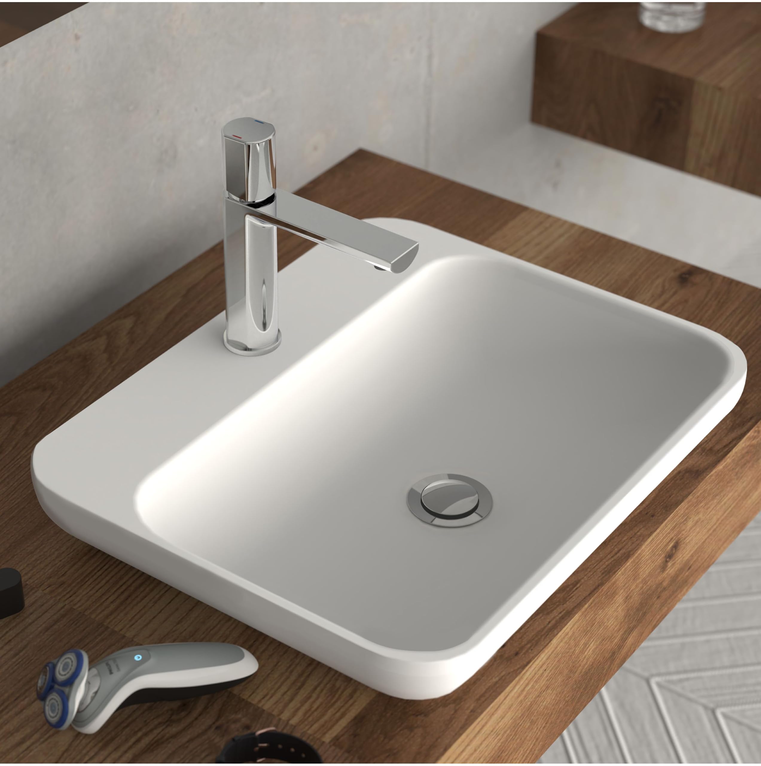Schütte New York 33610 - Grifo mezclador monomando para lavabo con desagüe, grifo mezclador con válvula emergente, grifo de baño, monomando para baño, cromado
