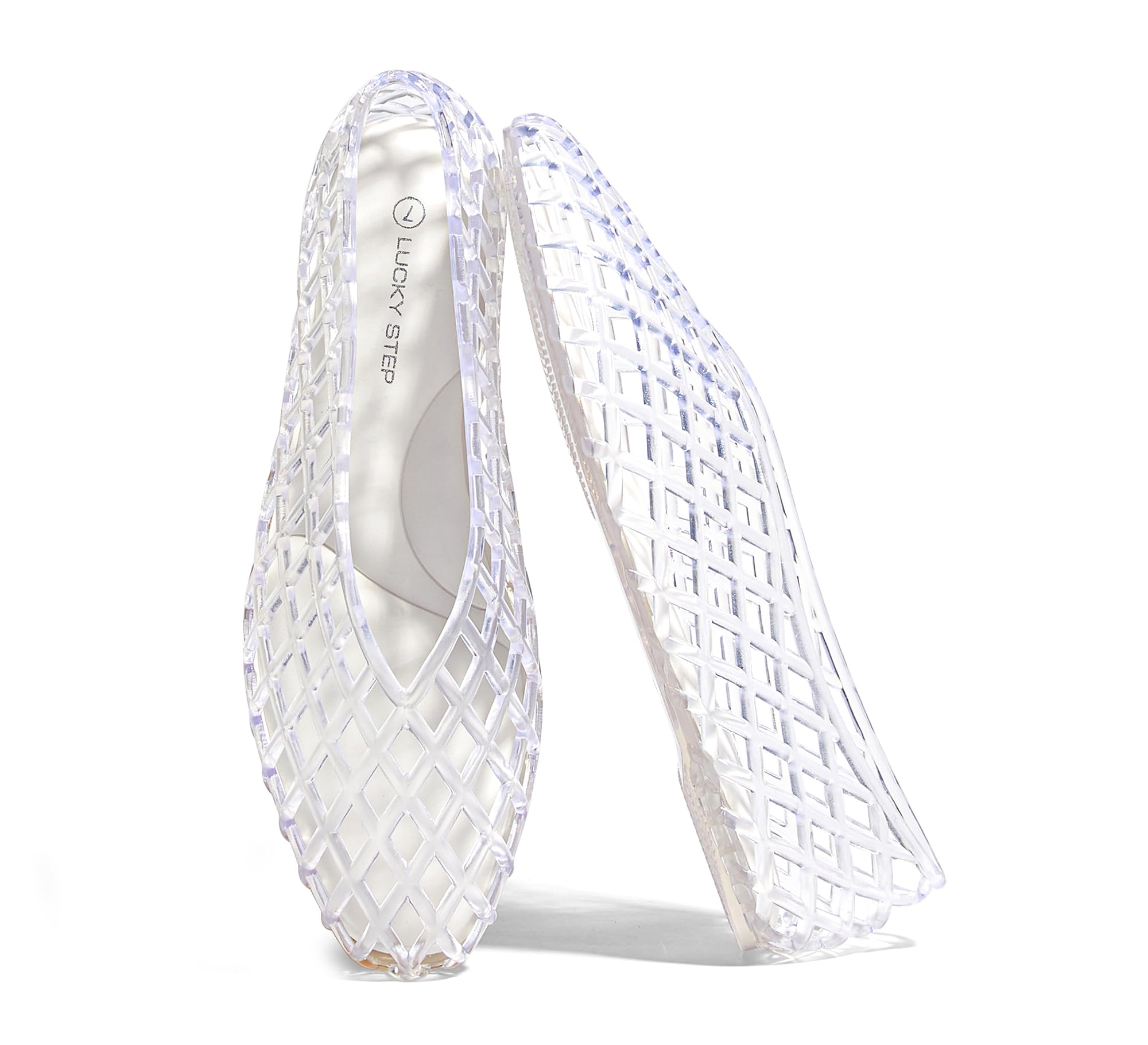 LUCKY STEP Bailarinas Mujer de PVC, Slip-On Caladas