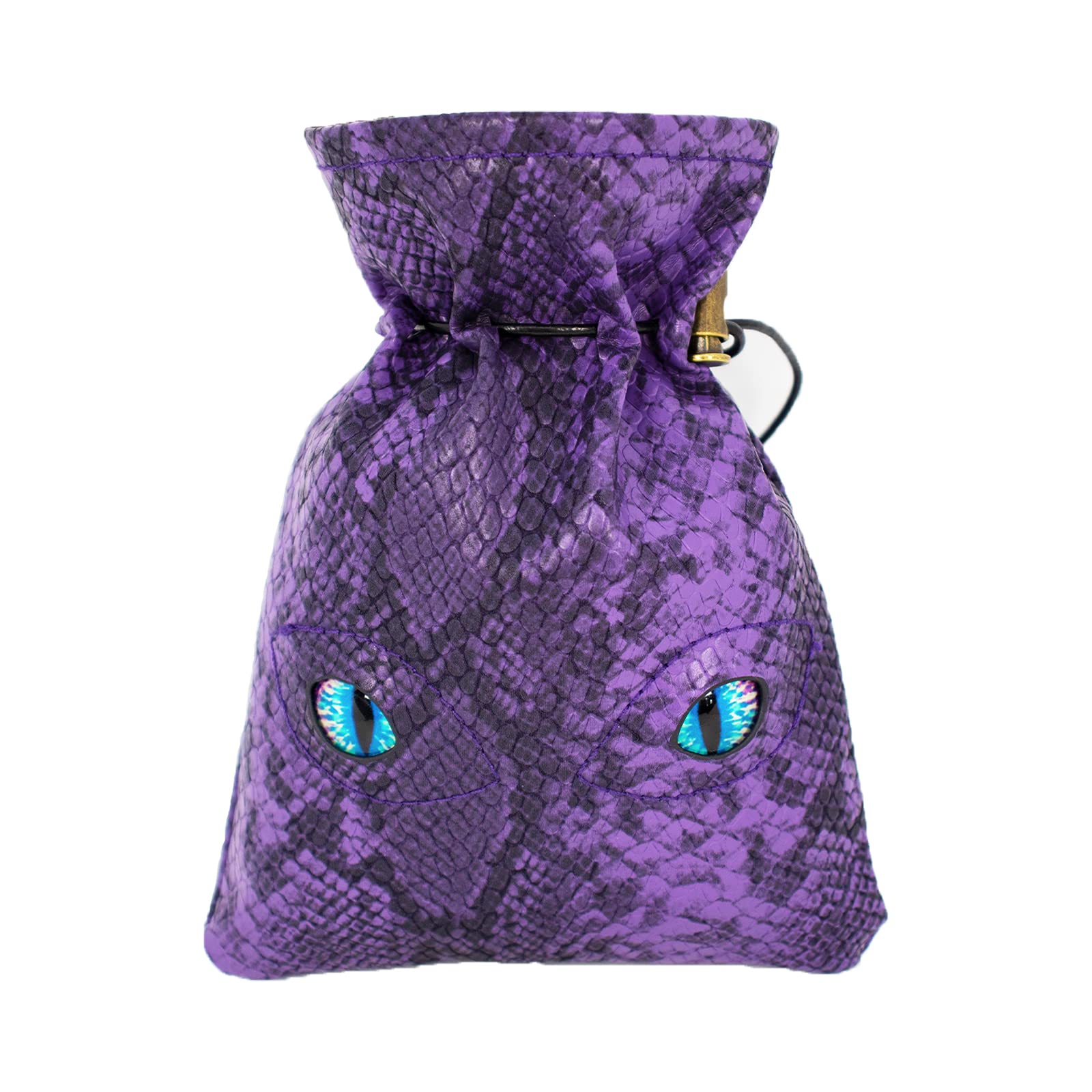 Byhoo Dice Bag of DND Can Cover 6 Dice Sets, Glow in The Dark Eyes D and D Dice Storage Pouch, Purple Dragon Leather Coins Bag for Fantasy Dragons and Dungeons Games Accessories, Drawstring Dice Pouch