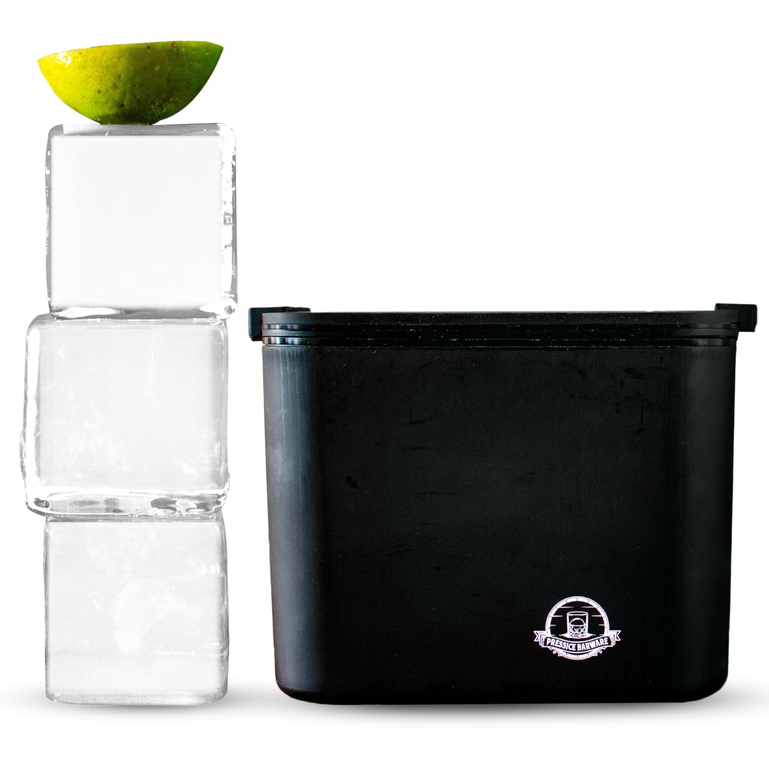 XL Clear Ice Maker - 2.5" Crystal Clear Cubes for Ice Presses - BPA-Free Silicone Square Mold - Whiskey Gifts for Men - ICE PRESS NOT INCLUDED